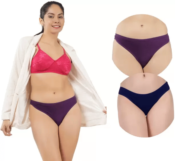 Bebron Pack of 2 Cotton Lycra Bikini For Women ( Multicolor5 )