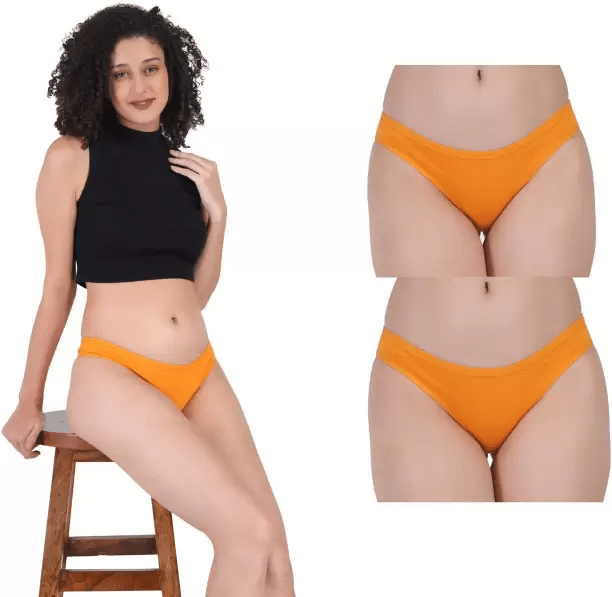 Bebron Pack of 2 Cotton Lycra Bikini For Women ( Orange ) Bebron Pack of 2 Cotton Lycra Bikini For Women ( Orange )