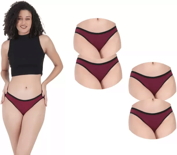 Bebron Pack of 4 Cotton Lycra Thongs For Women ( Maroon ) Bebron Pack of 4 Cotton Lycra Thongs For Women ( Maroon )
