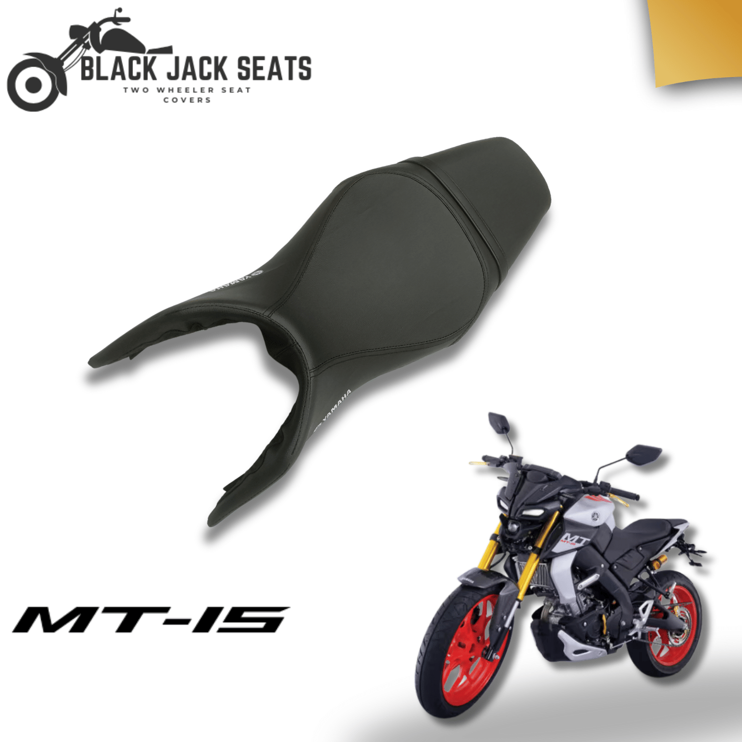     			Black Jack Seats Premium Black Seat Cover for MT-15 | Perfect Fit & Stylish Look