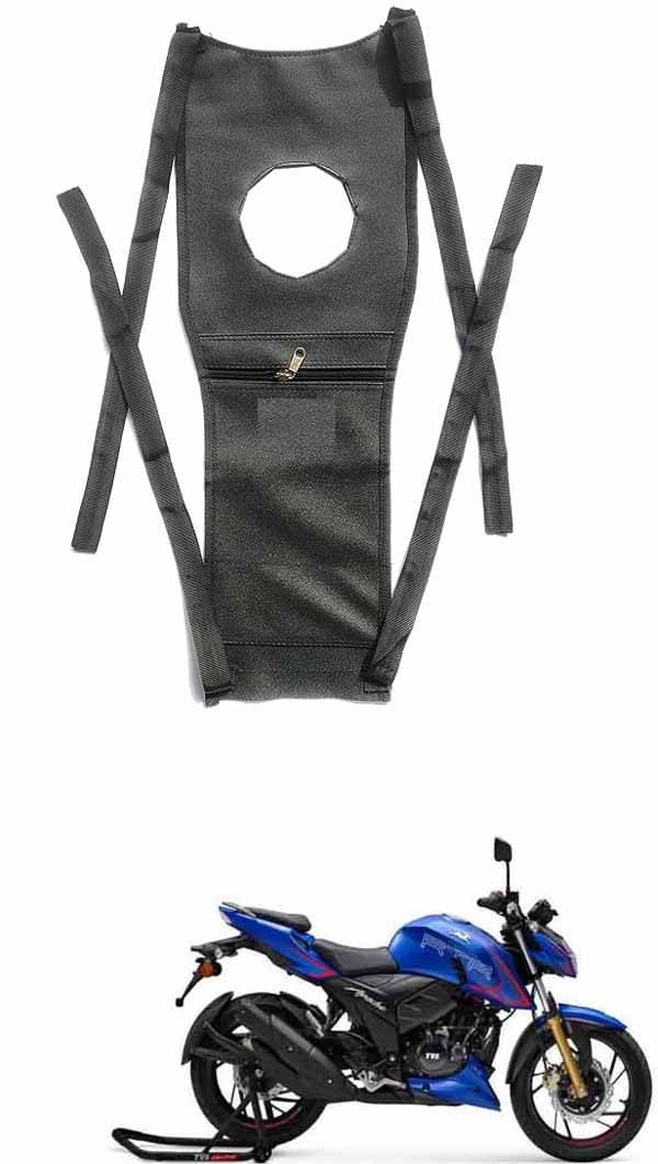 BuddyBuzz Bike Tank Cover Bike Tank Bag with Mobile Pouch Artificial Leather Stretchable Material Use for TVS Apache RTR 200 4V BuddyBuzz Bike Tank Cover Bike Tank Bag with Mobile Pouch Artificial Leather Stretchable Material Use for TVS Apache RTR 200 4V