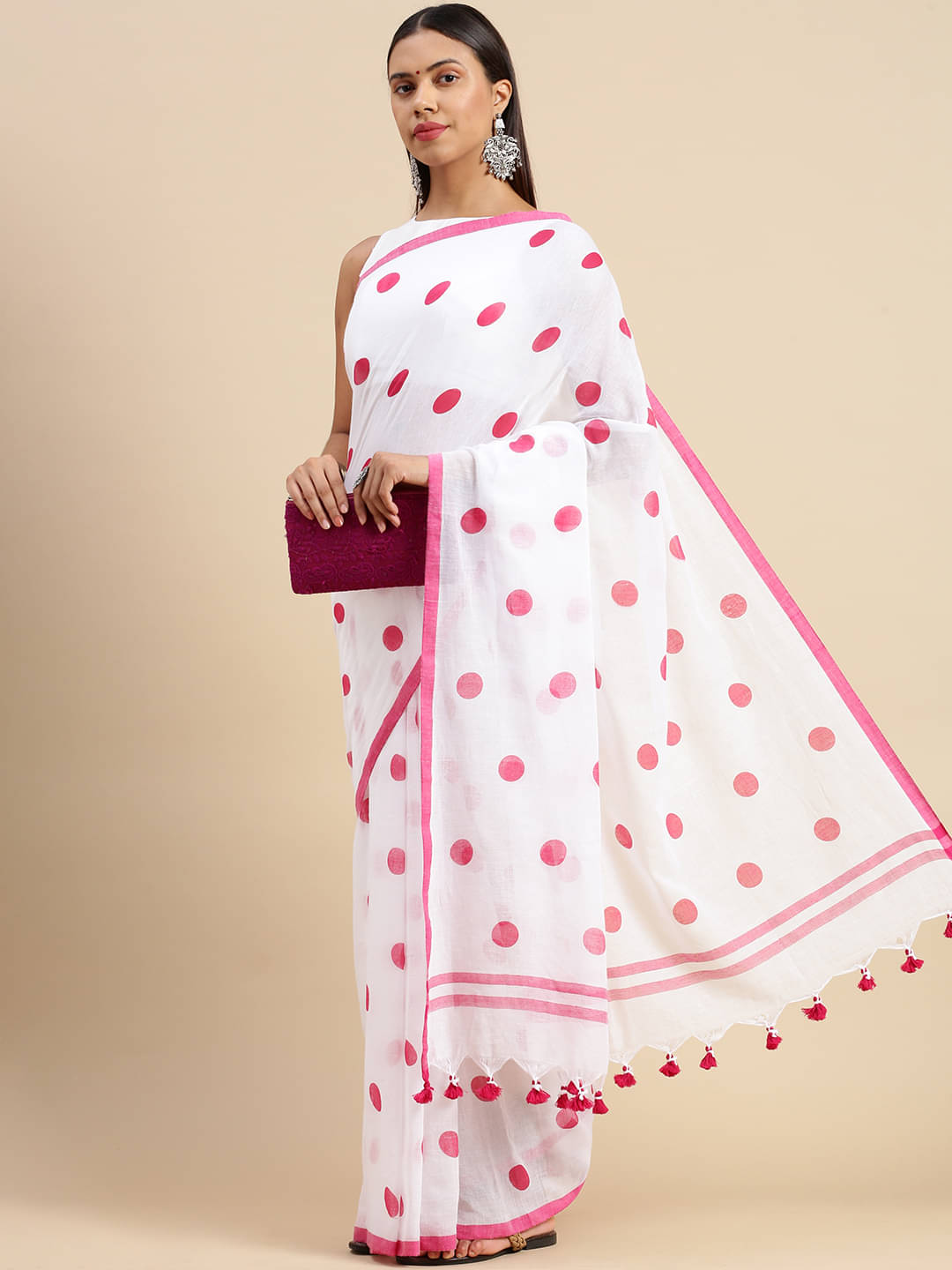     			Desh Bidesh Cotton Printed Saree Without Blouse Piece ( Pink )