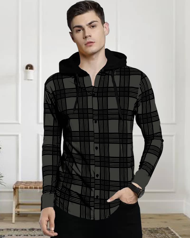Eyebogler Cotton Blend Regular Fit Checks Full Sleeves Men's Casual Shirt - Black ( Pack of 1 )