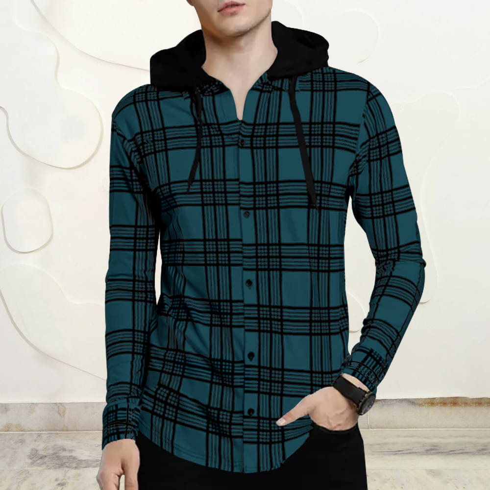 Eyebogler Cotton Blend Regular Fit Checks Full Sleeves Men's Casual Shirt - Teal ( Pack of 1 )     			Eyebogler Cotton Blend Regular Fit Checks Full Sleeves Men's Casual Shirt - Teal ( Pack of 1 )