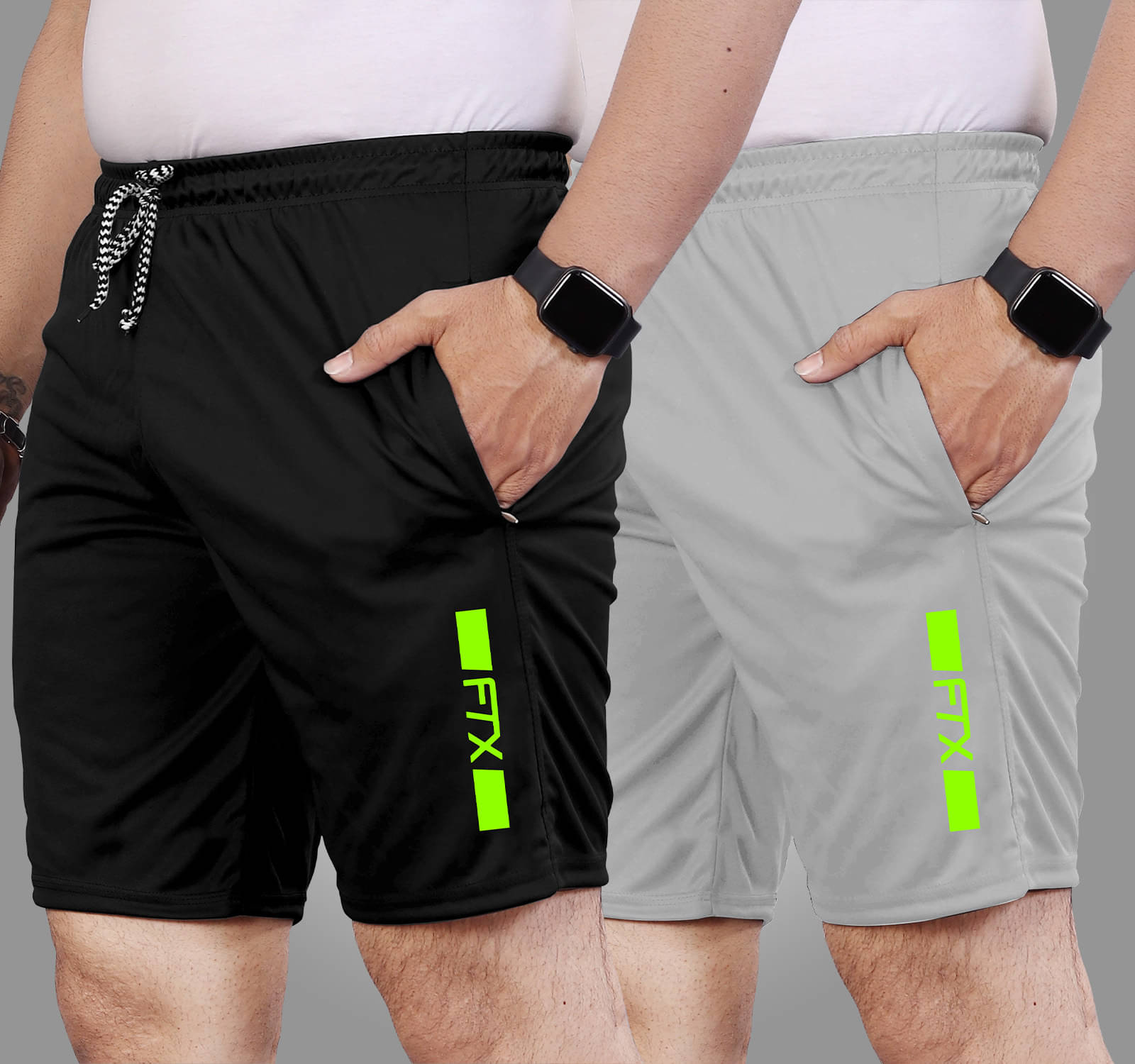 FTX Light Grey Polyester Men's Shorts ( Pack of 2 ) FTX Light Grey Polyester Men's Shorts ( Pack of 2 )