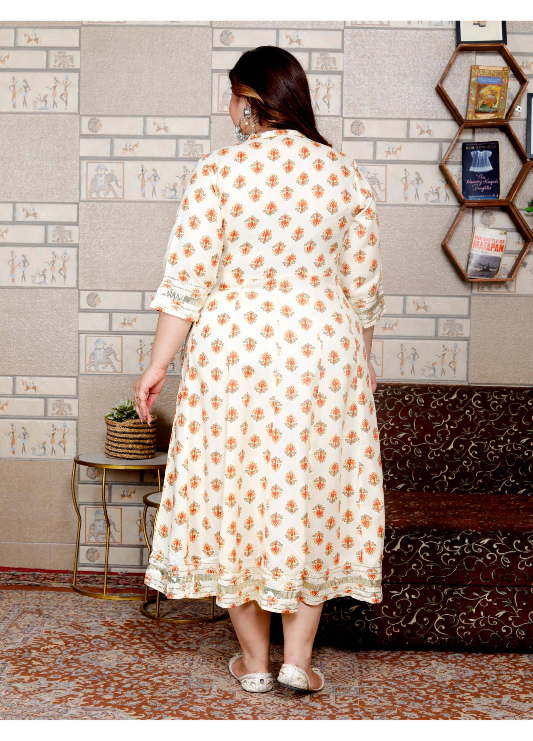 Flavia Creation Women Cotton Blend Printed Anarkali Kurti ( White ) Flavia Creation Women Cotton Blend Printed Anarkali Kurti ( White )