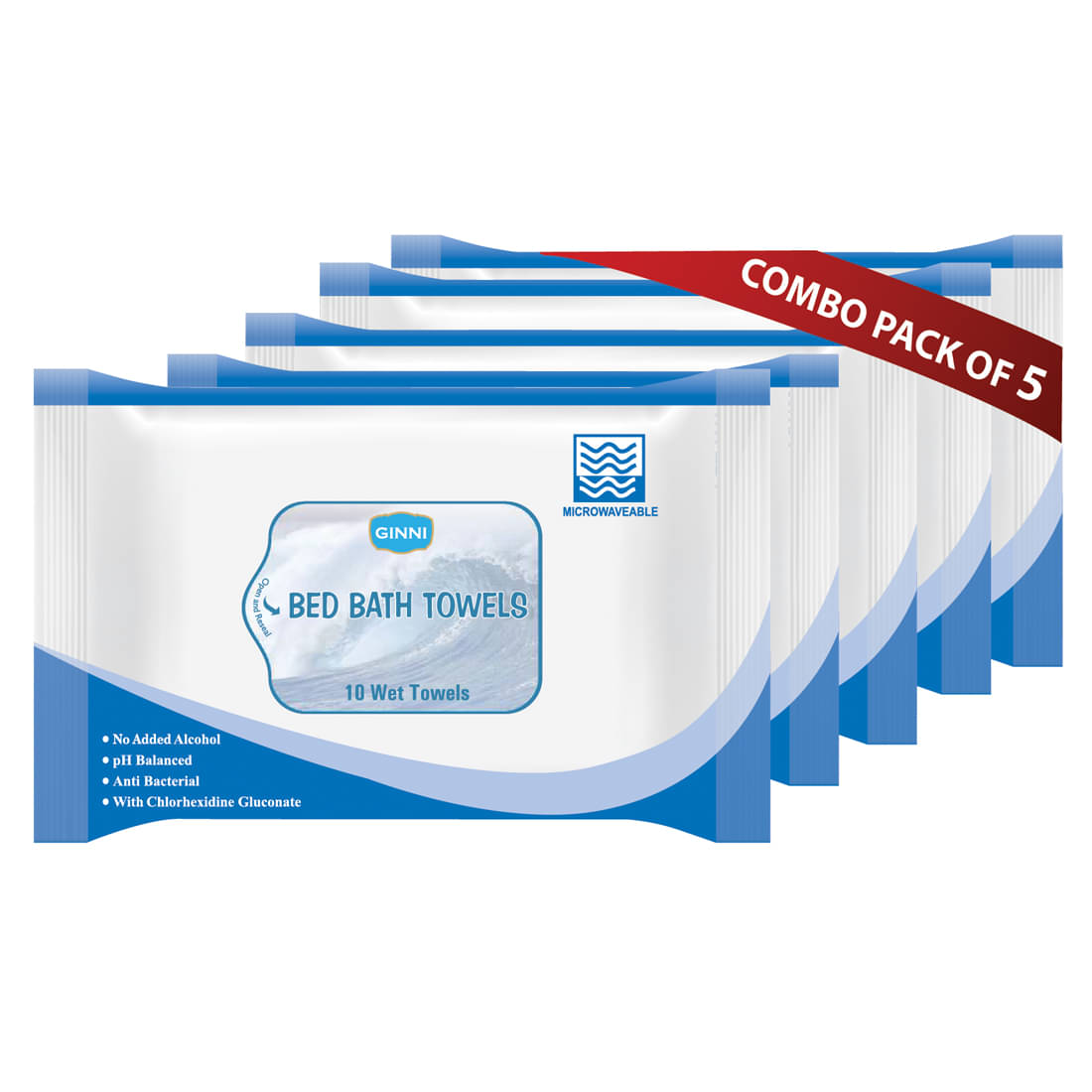 Ginni Hygiene Bed Bath Towel For Adults & Patients (Pack of 5) (10 Wipes/Pack) Wet Wipes ( 50 Pcs )     			Ginni Hygiene Bed Bath Towel For Adults & Patients (Pack of 5) (10 Wipes/Pack) Wet Wipes ( 50 Pcs )
