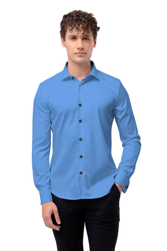     			HASINI FASHION Cotton Blend Regular Fit Full Sleeves Men's Formal Shirt - Light Blue ( Pack of 1 )