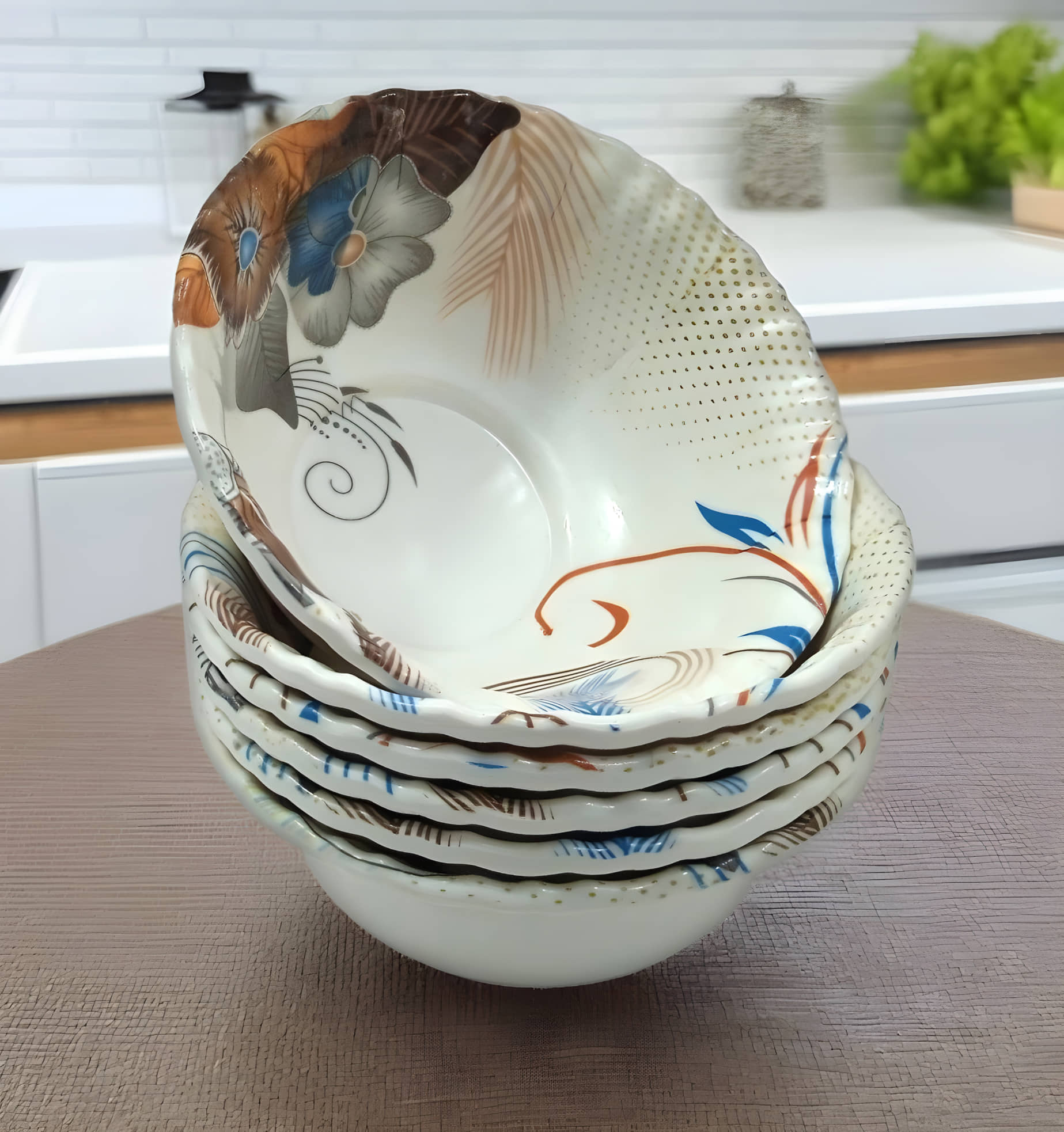 Inpro Durable Melamine Printed Vegetable Bowl 10 cm ( Set of 6 ) Multi Color