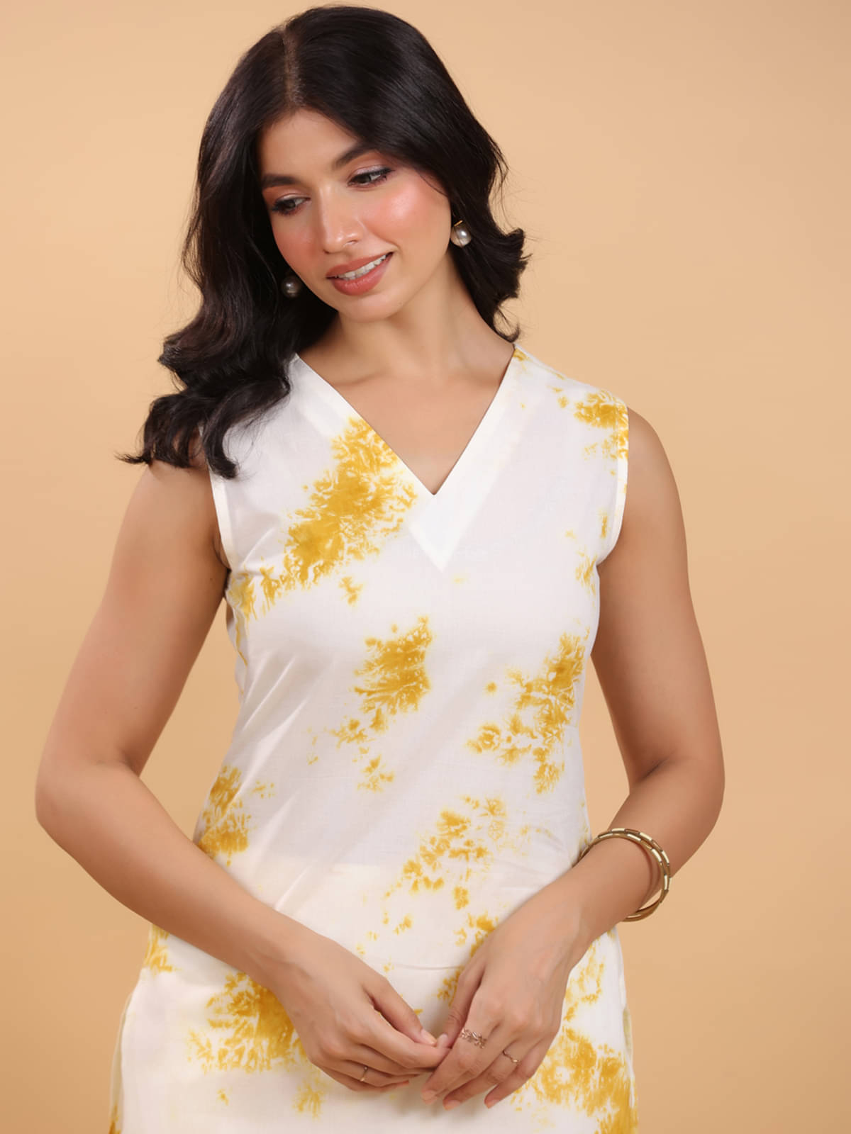 Janasya Cotton Dyed Kurti With Pants Women's Stitched Salwar Suit - Cream ( Pack of 1 ) Janasya Cotton Dyed Kurti With Pants Women's Stitched Salwar Suit - Cream ( Pack of 1 )