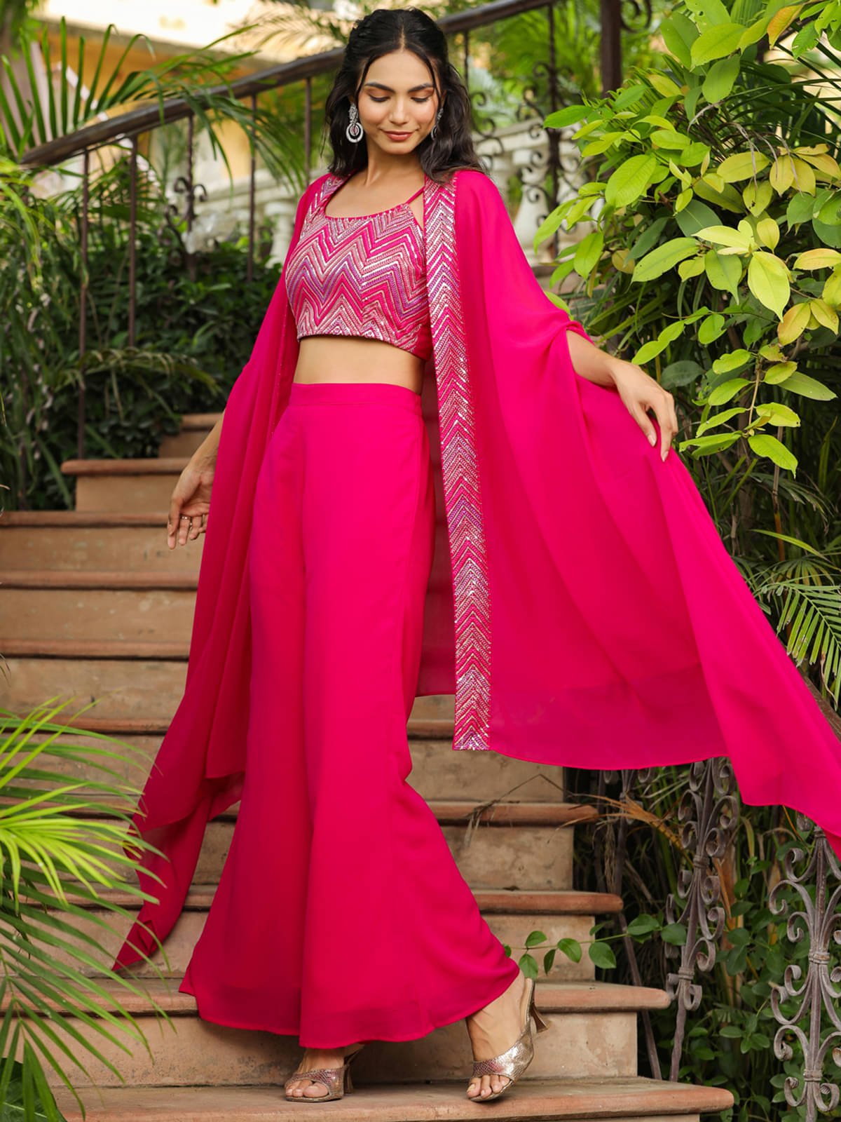Janasya Georgette Embroidered Kurti With Pants Women's Stitched Salwar Suit - Pink ( Pack of 1 ) Janasya Georgette Embroidered Kurti With Pants Women's Stitched Salwar Suit - Pink ( Pack of 1 )