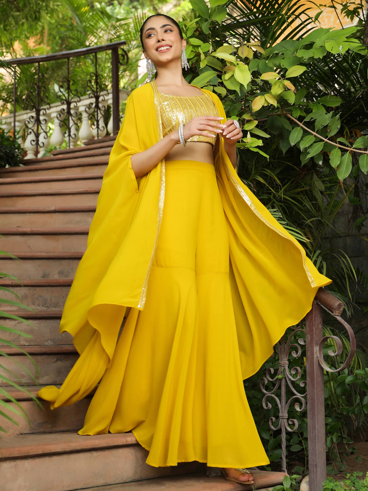 Janasya Georgette Solid Kurti With Sharara And Gharara Women's Stitched Salwar Suit - Yellow ( Pack of 1 )     			Janasya Georgette Solid Kurti With Sharara And Gharara Women's Stitched Salwar Suit - Yellow ( Pack of 1 )