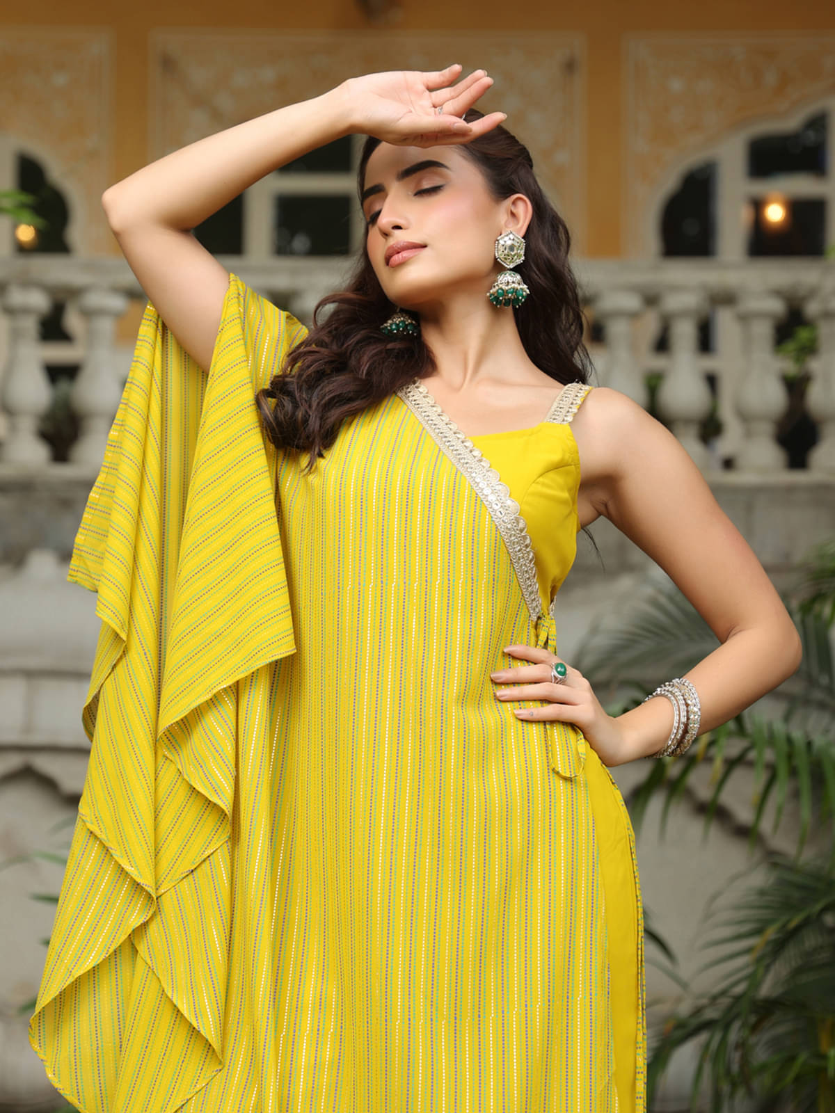 Janasya Georgette Solid Kurti With Pants Women's Stitched Salwar Suit - Yellow ( Pack of 1 ) Janasya Georgette Solid Kurti With Pants Women's Stitched Salwar Suit - Yellow ( Pack of 1 )