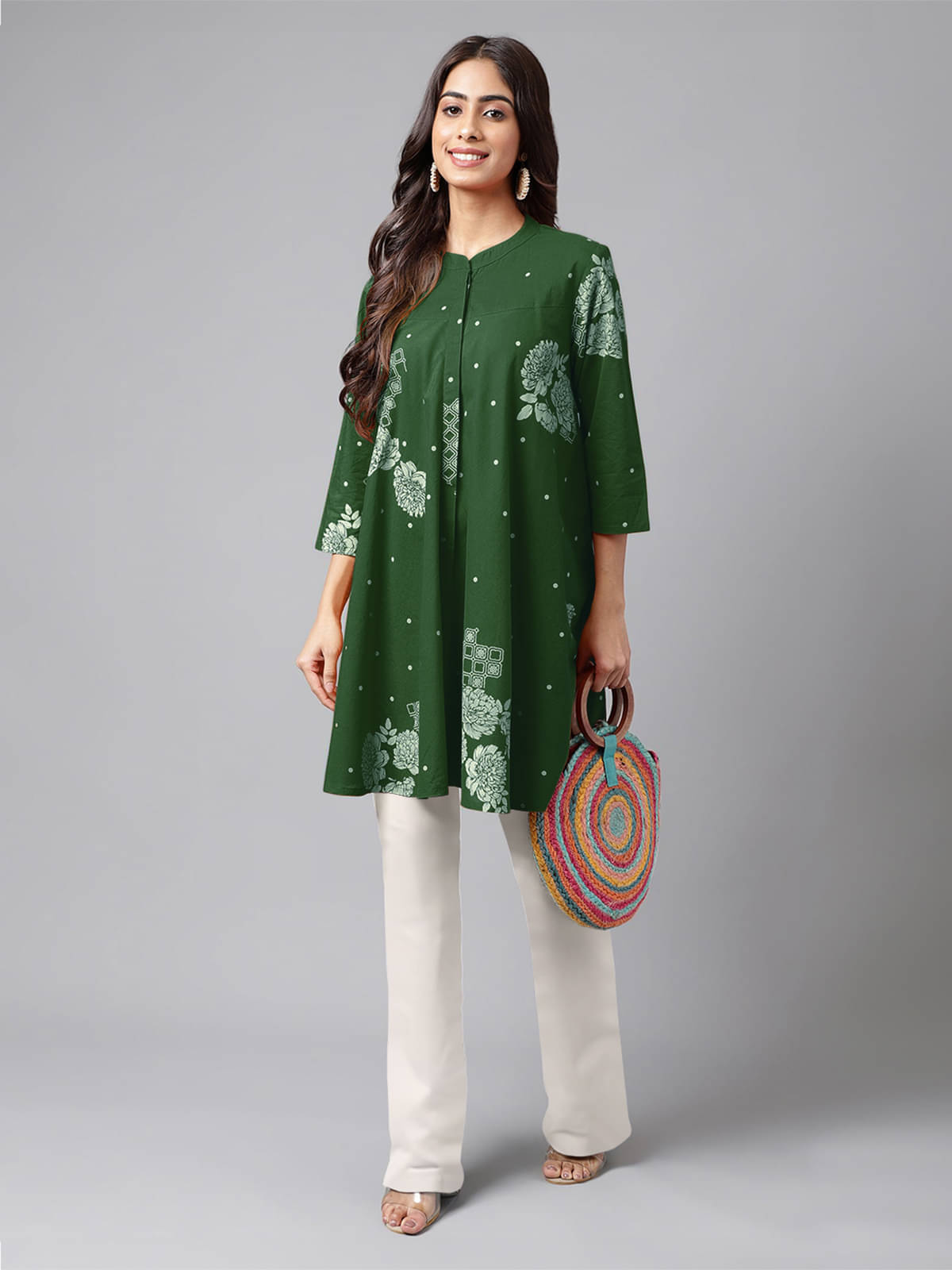 Janasya Women's Cotton Tunic ( Green ) Janasya Women's Cotton Tunic ( Green )