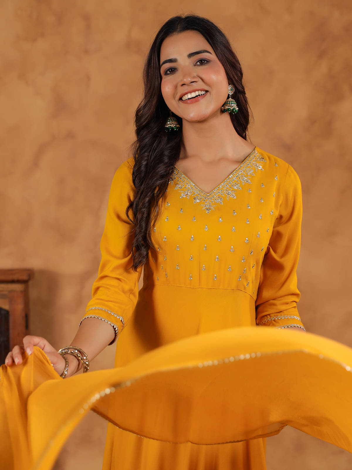     			Janasya Rayon Solid Kurti With Pants Women's Stitched Salwar Suit - Mustard ( Pack of 1 )