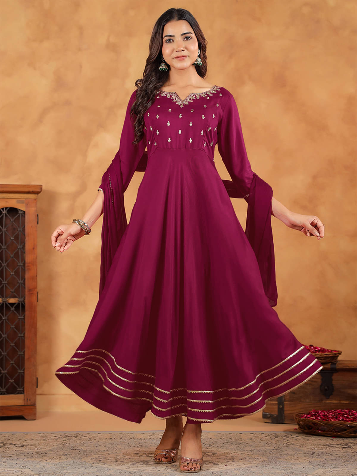     			Janasya Rayon Solid Kurti With Pants Women's Stitched Salwar Suit - Pink ( Pack of 1 )