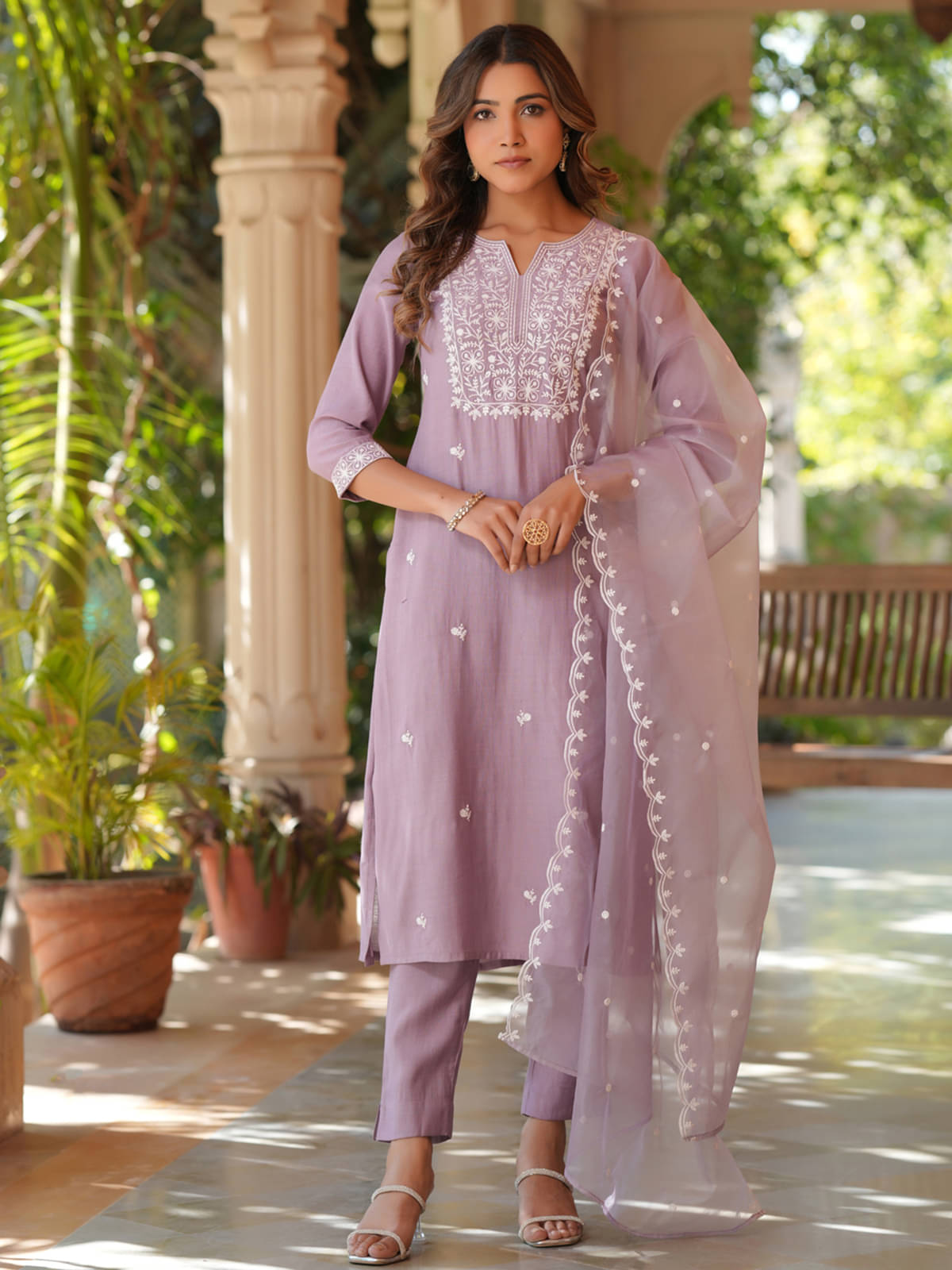 Janasya Silk Blend Solid Kurti With Pants Women's Stitched Salwar Suit - Lavender ( Pack of 1 ) Janasya Silk Blend Solid Kurti With Pants Women's Stitched Salwar Suit - Lavender ( Pack of 1 )