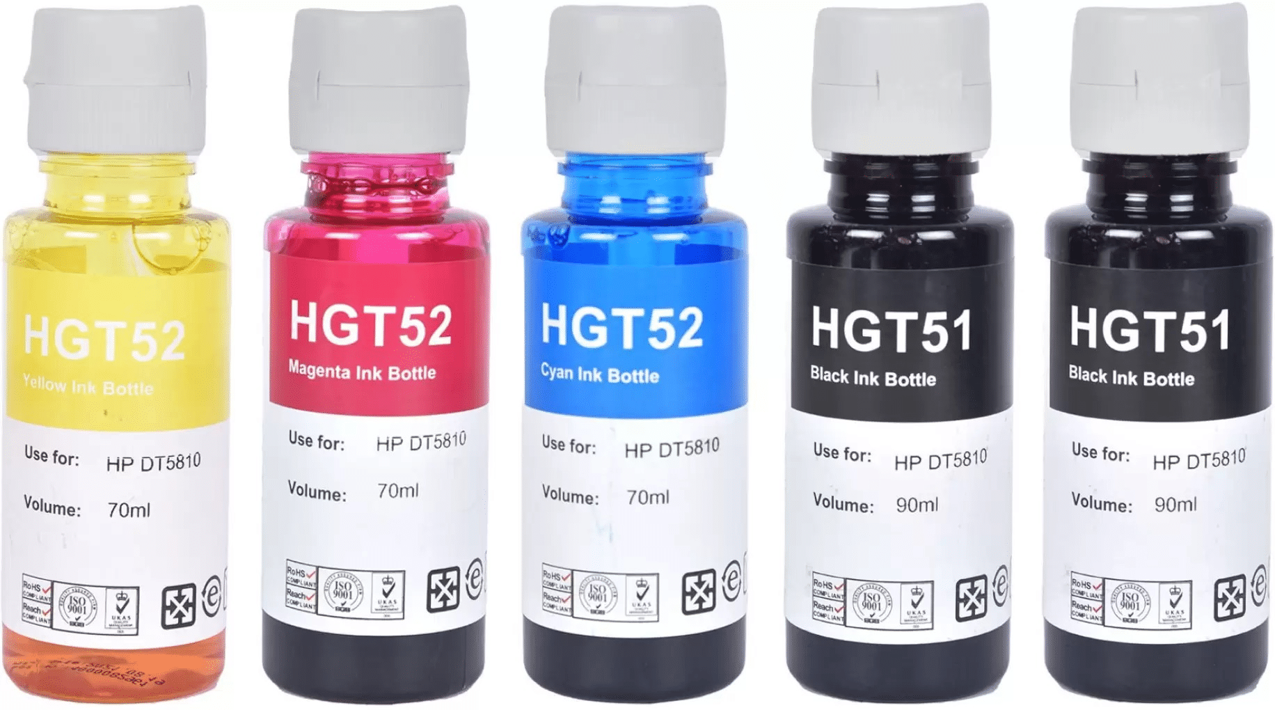     			KALAR GT51/52 FOR 310 Multicolor Ink ( 90 ml ) Pack of 5 For Refill Ink For H_p GT51 GT52 Ink for H_P 310, 315, 319, 410, 415, 419, GT5810, GT5820, GT5821