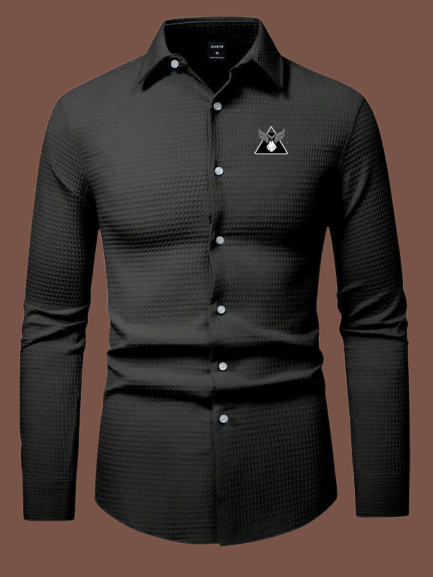KITWELL Cotton Blend Regular Fit Popcorn Textured Full Sleeves Men's Casual Shirt - Black ( Pack of 1 )