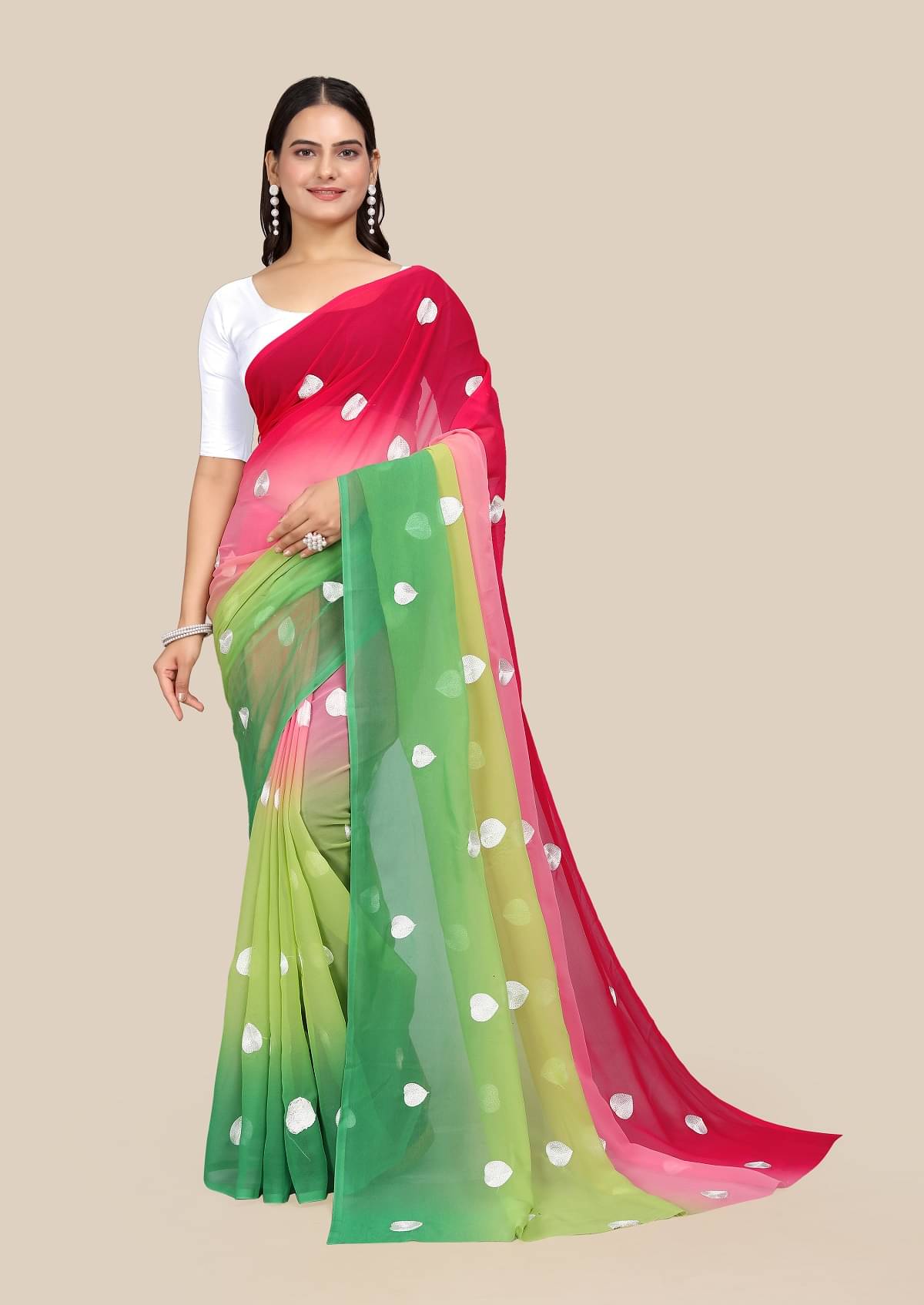 KV Fashion Georgette Woven Saree With Unstitched Blouse Piece ( Green ) KV Fashion Georgette Woven Saree With Unstitched Blouse Piece ( Green )