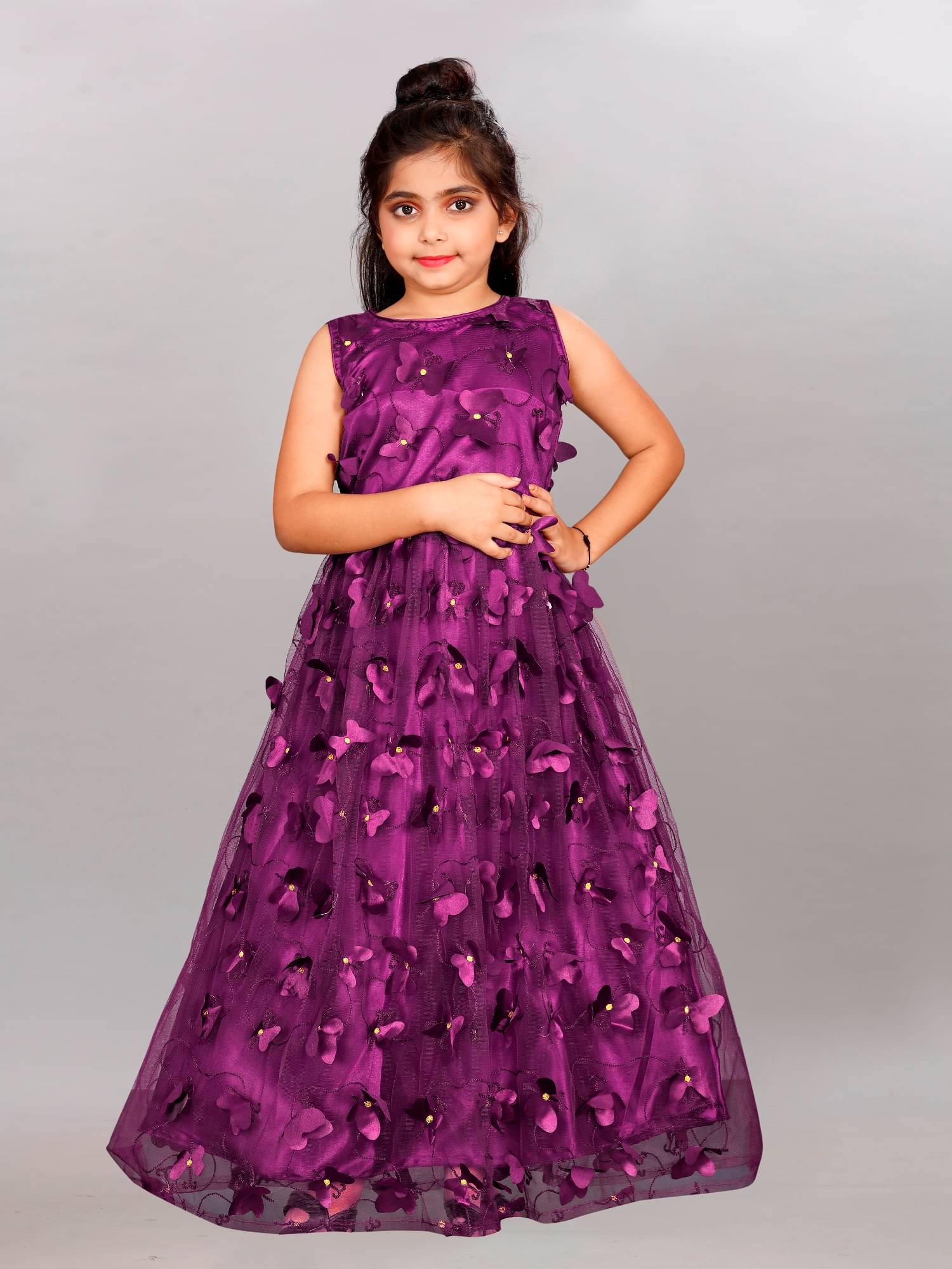 KV Fashion Net Frock For Girls ( Pack of 1 , Purple ) KV Fashion Net Frock For Girls ( Pack of 1 , Purple )