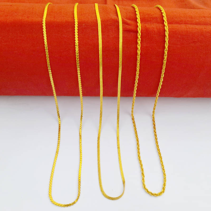 Maalgodam Gold Plated Chains Combo ( Set of 3 ) Maalgodam Gold Plated Chains Combo ( Set of 3 )