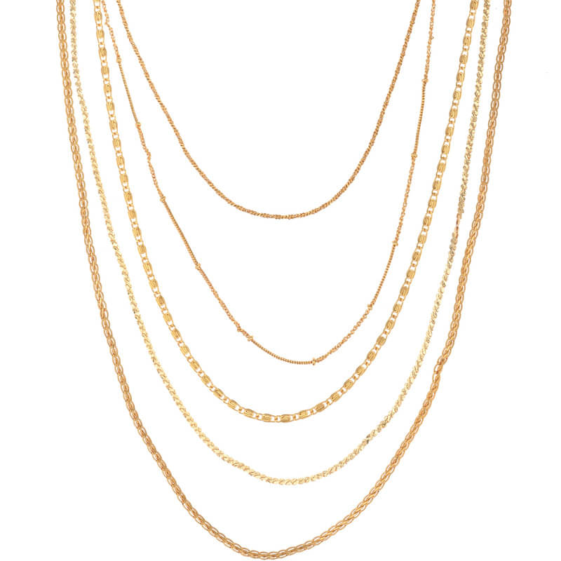 Maalgodam Gold Plated Chains Combo ( Set of 5 ) Maalgodam Gold Plated Chains Combo ( Set of 5 )