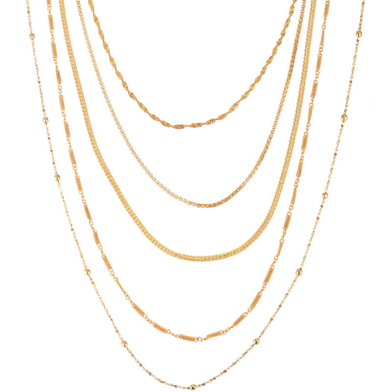    			Maalgodam Gold Plated Chains Combo ( Set of 5 )