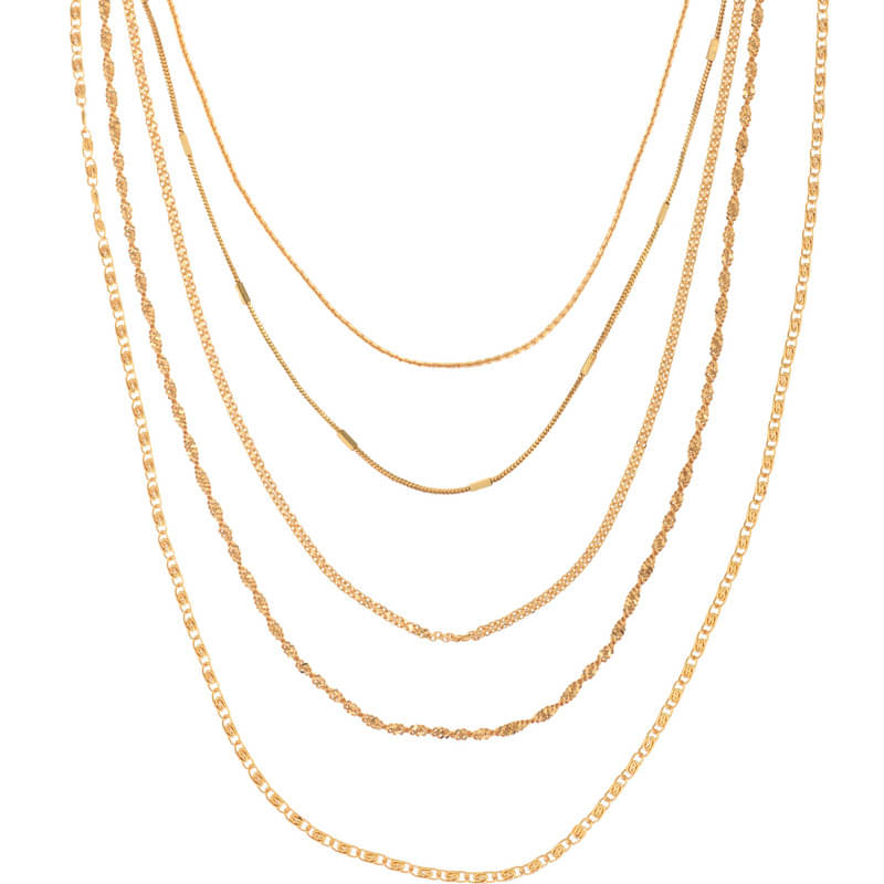 Maalgodam Gold Plated Chains Combo ( Set of 5 ) Maalgodam Gold Plated Chains Combo ( Set of 5 )