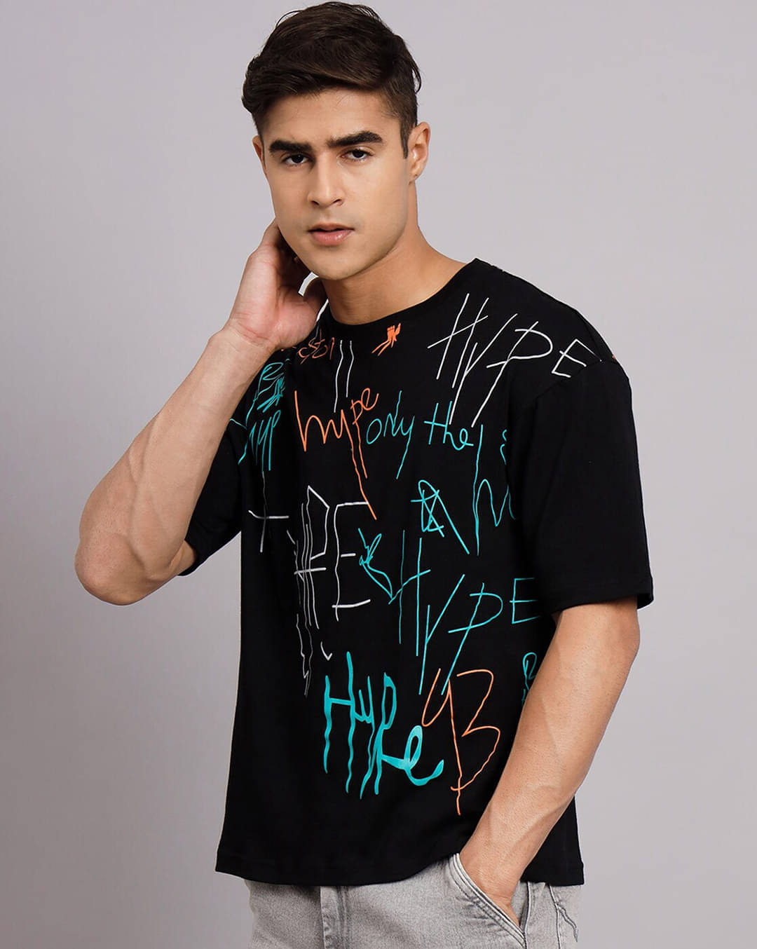 OBAAN Cotton Blend Regular Fit Printed Half Sleeves Men's Round T-Shirt - Black ( Pack of 1 ) OBAAN Cotton Blend Regular Fit Printed Half Sleeves Men's Round T-Shirt - Black ( Pack of 1 )