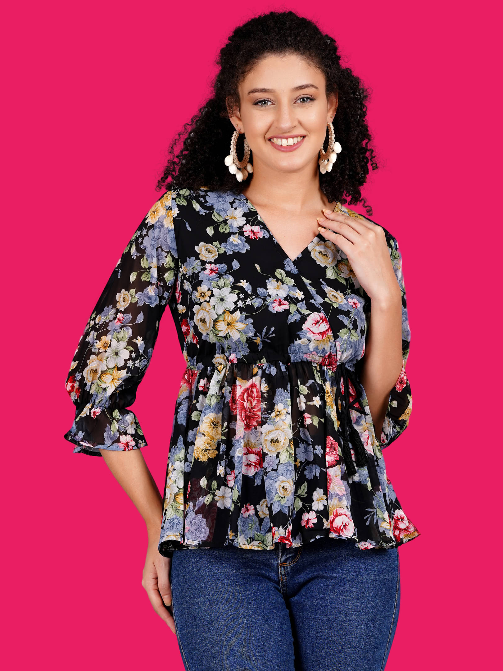 Oh Mi Dios Women's Georgette Regular Top ( Black ) Oh Mi Dios Women's Georgette Regular Top ( Black )