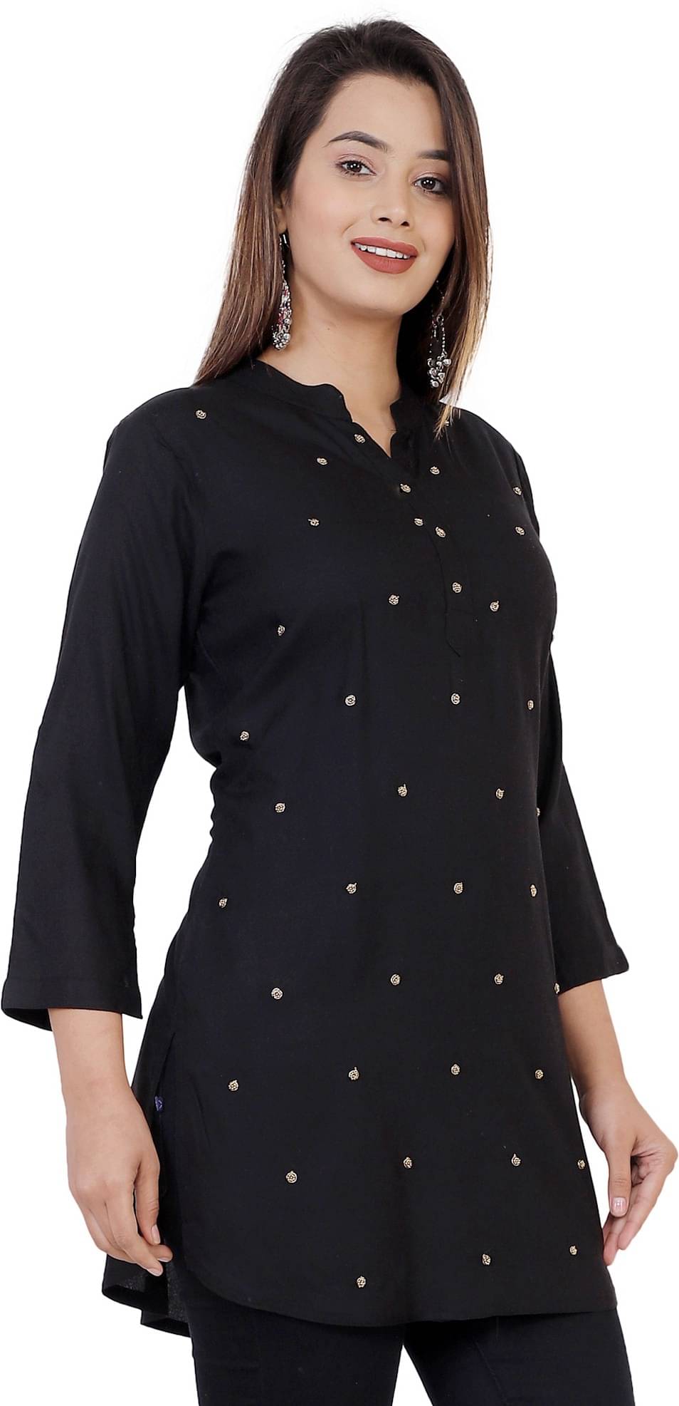     			Oh Mi Dios Women's Viscose Rayon Regular Top ( Black )