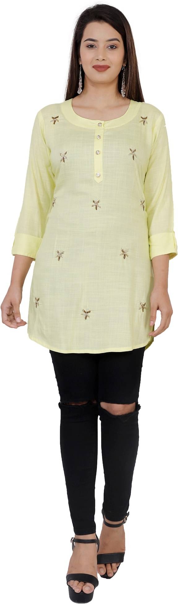 Oh Mi Dios Women's Viscose Rayon Regular Top ( Lemon Yellow ) Oh Mi Dios Women's Viscose Rayon Regular Top ( Lemon Yellow )