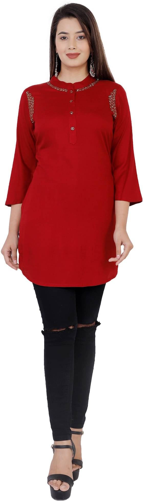     			Oh Mi Dios Women's Viscose Rayon Regular Top ( Maroon )