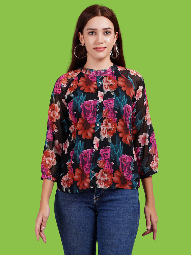 Oh Mi Dios Women's Georgette Regular Top ( Multi Color ) Oh Mi Dios Women's Georgette Regular Top ( Multi Color )