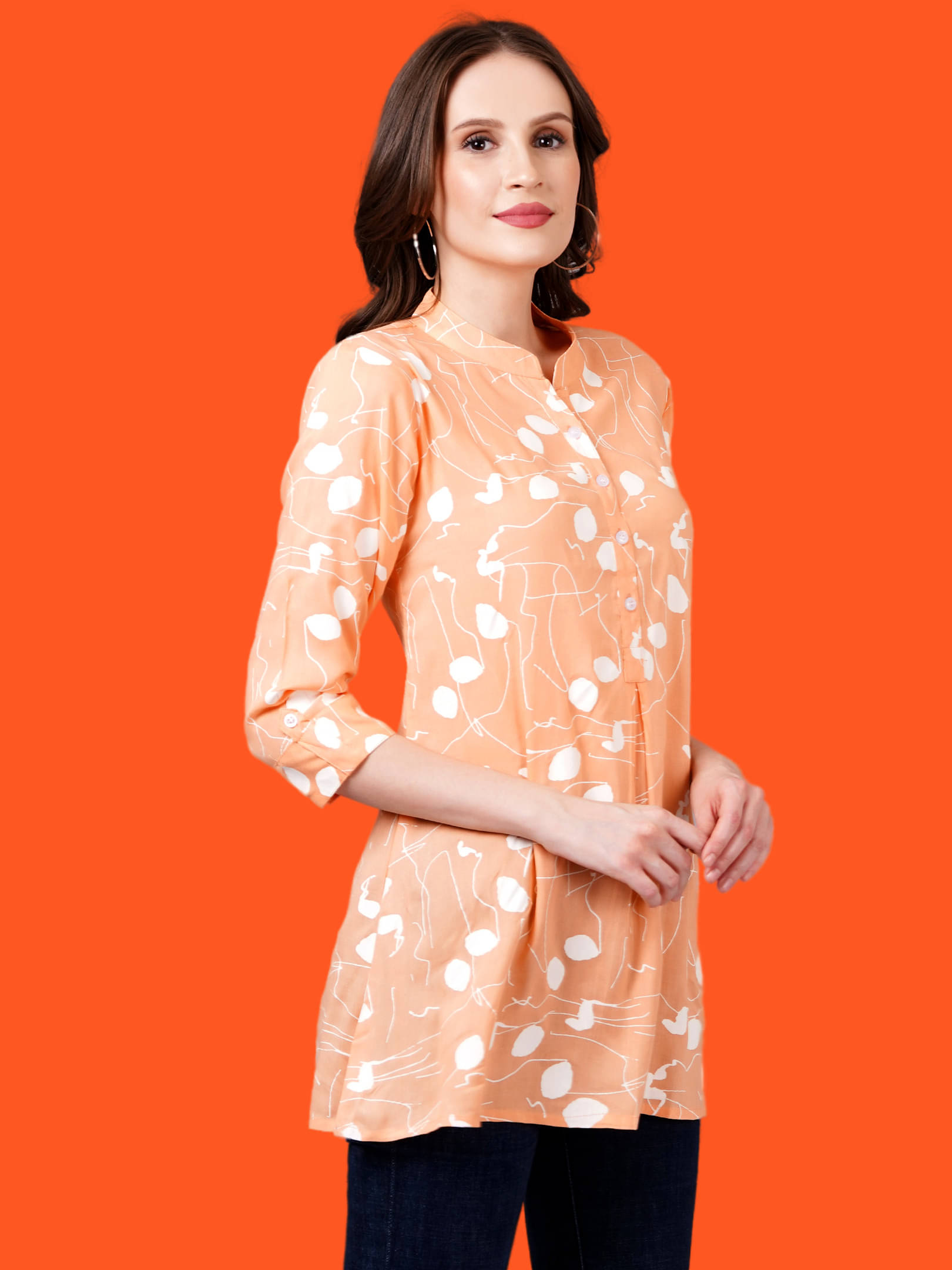     			Oh Mi Dios Women's Viscose Rayon Regular Top ( Orange )