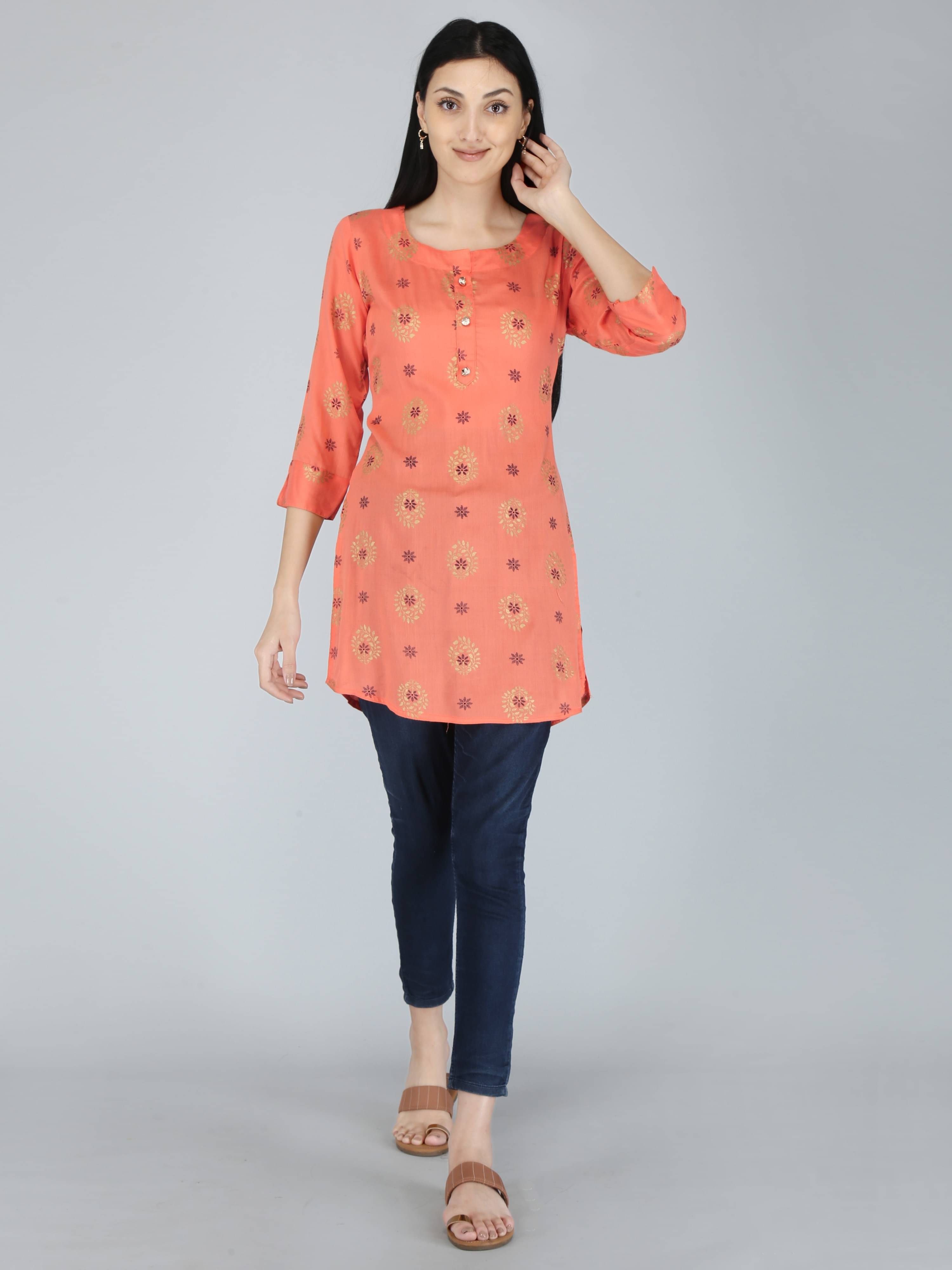     			Oh Mi Dios Women's Viscose Rayon Regular Top ( Peach )