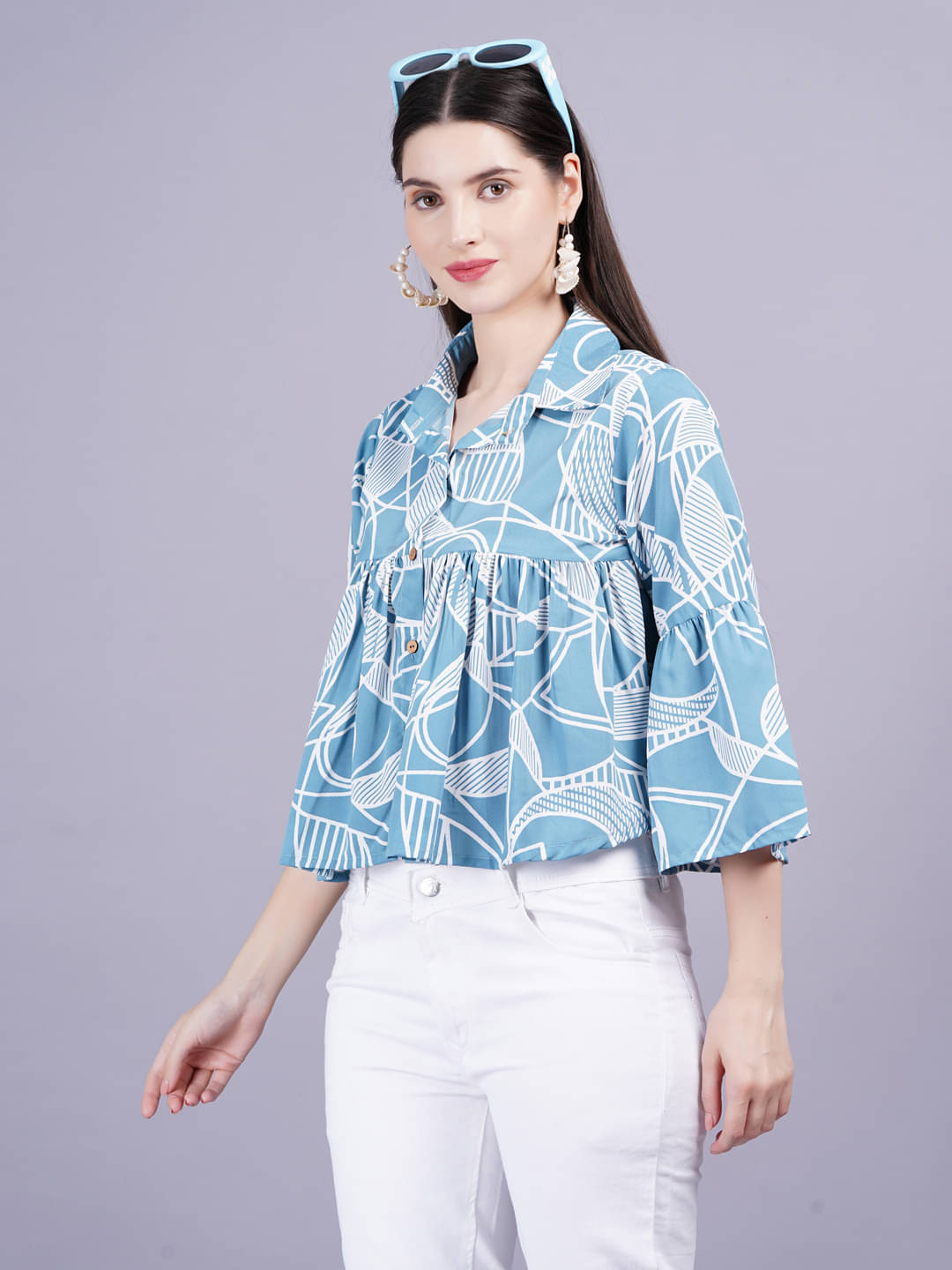 Oh Mi Dios Women's Viscose Rayon Regular Top ( Turquoise ) Oh Mi Dios Women's Viscose Rayon Regular Top ( Turquoise )