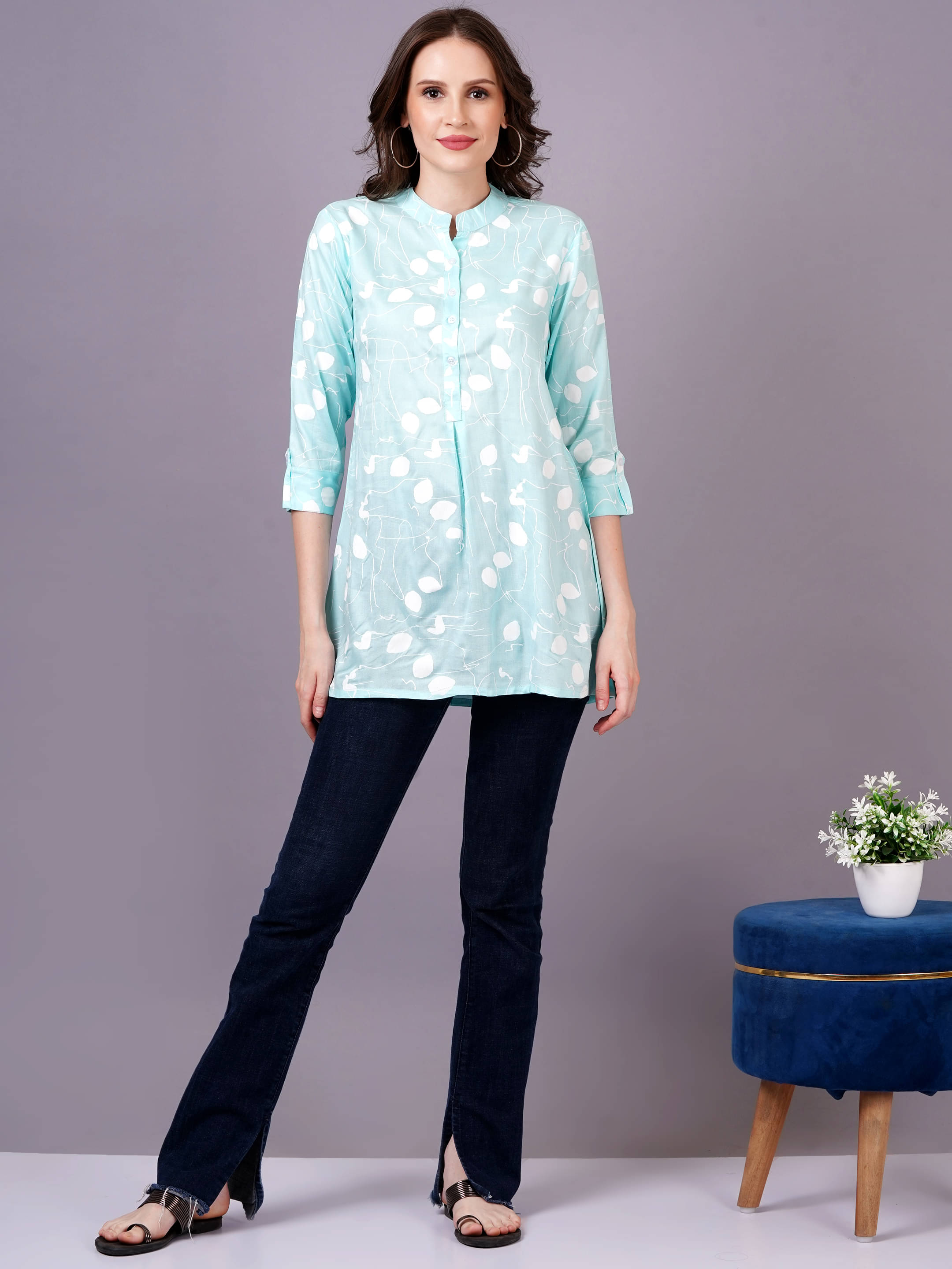 Oh Mi Dios Women's Viscose Rayon Regular Top ( Turquoise ) Oh Mi Dios Women's Viscose Rayon Regular Top ( Turquoise )
