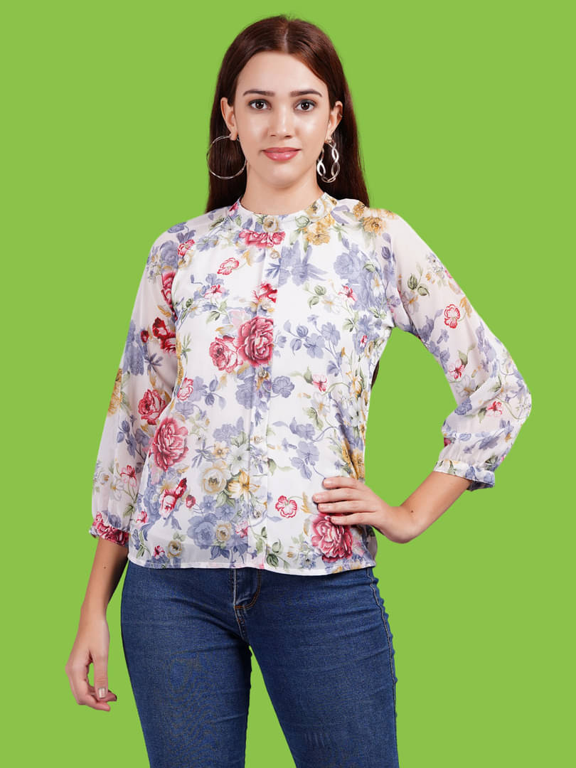 Oh Mi Dios Women's Georgette Regular Top ( White ) Oh Mi Dios Women's Georgette Regular Top ( White )