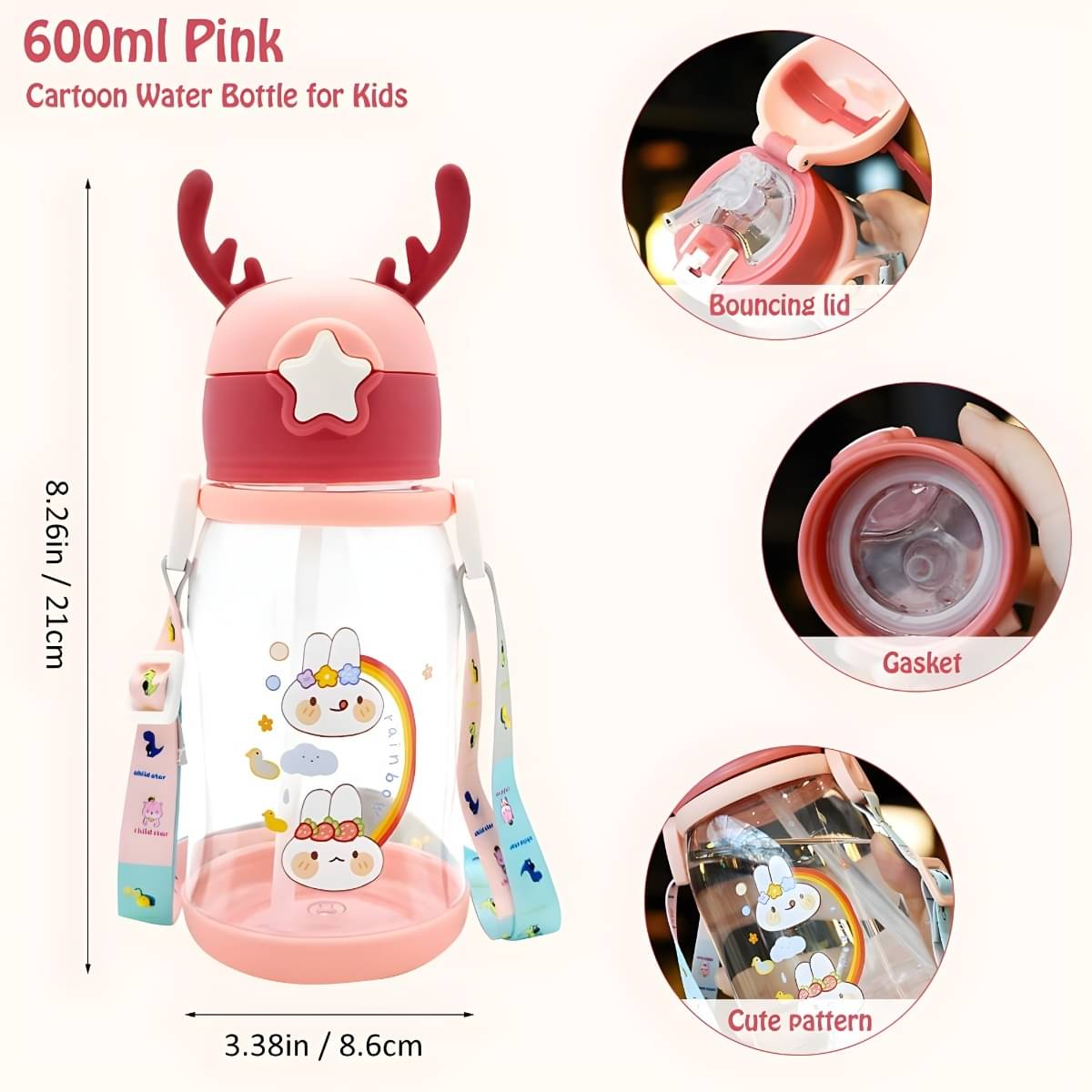 Radhe Fashion Cartoon Water Bottle with Straw Multicolour Plastic School Water Bottle 600 mL ( Set of 1 ) Radhe Fashion Cartoon Water Bottle with Straw Multicolour Plastic School Water Bottle 600 mL ( Set of 1 )