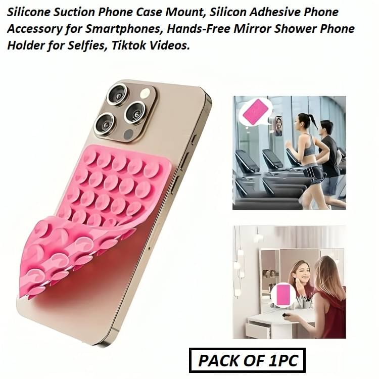     			Silicone Suction Phone Case Mount, Silicon Adhesive Phone Accessory for Smartphones, Hands-Free Mirror Shower Phone Holder for Selfies, Tiktok Videos