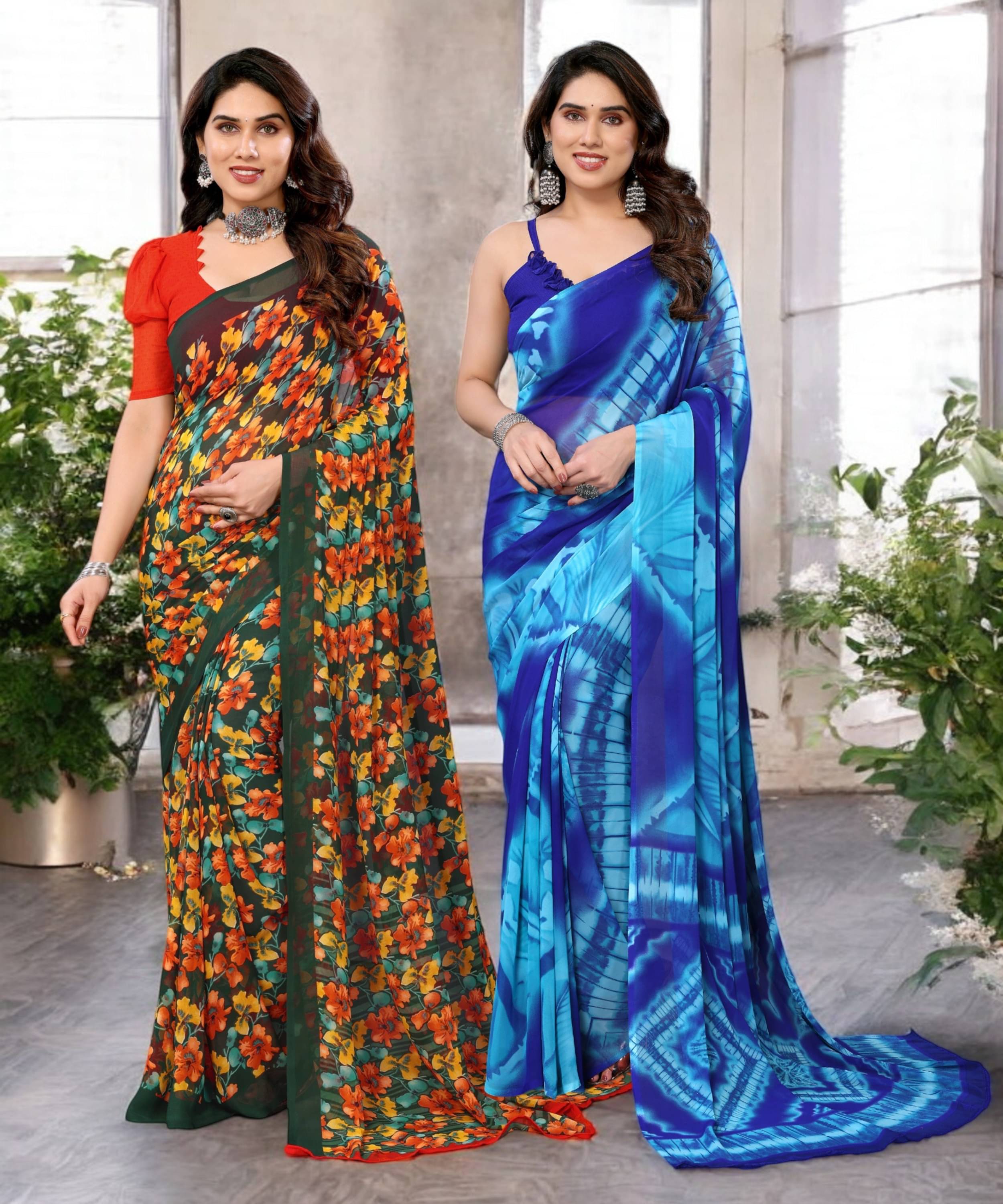 TTH Georgette Printed Saree Without Blouse Piece ( Multicolor 14 ) TTH Georgette Printed Saree Without Blouse Piece ( Multicolor 14 )
