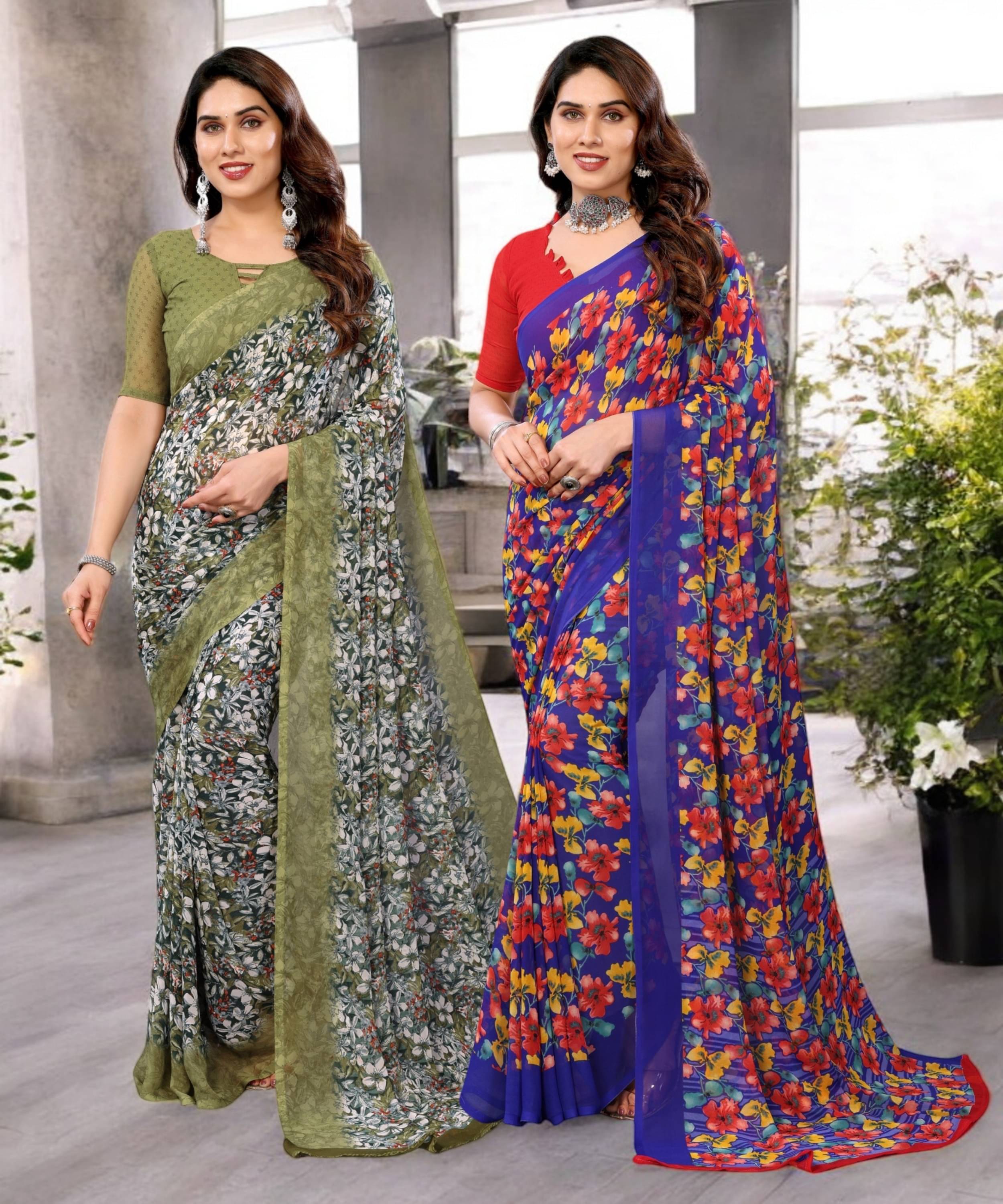 TTH Georgette Printed Saree Without Blouse Piece ( Multicolor 12 ) TTH Georgette Printed Saree Without Blouse Piece ( Multicolor 12 )