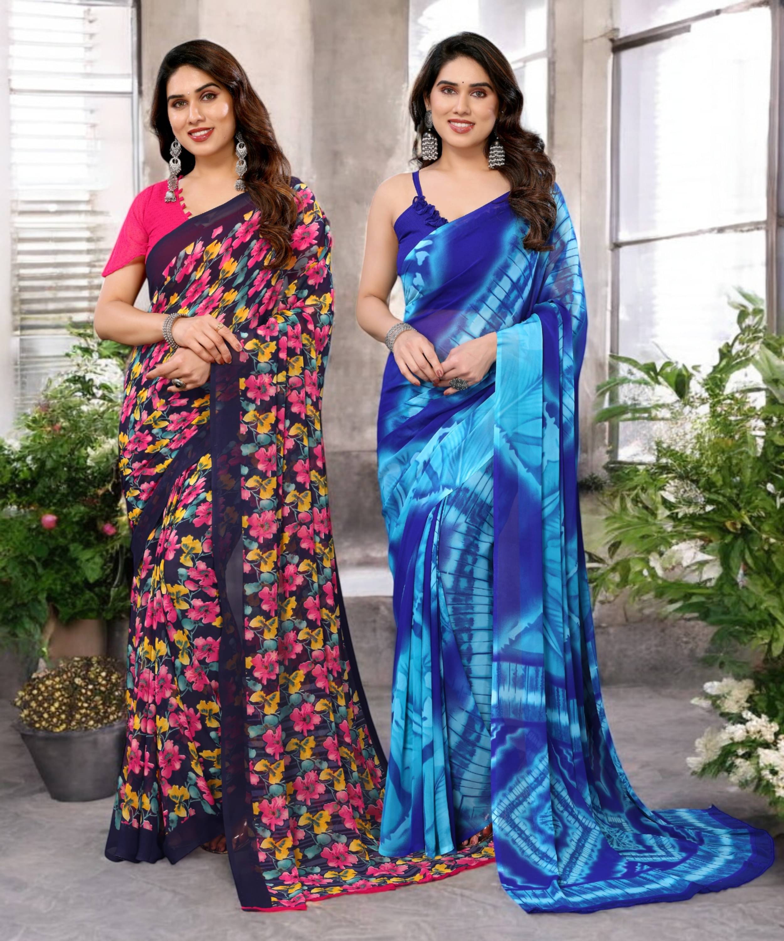     			TTH Georgette Printed Saree Without Blouse Piece ( Multicolor 13 )