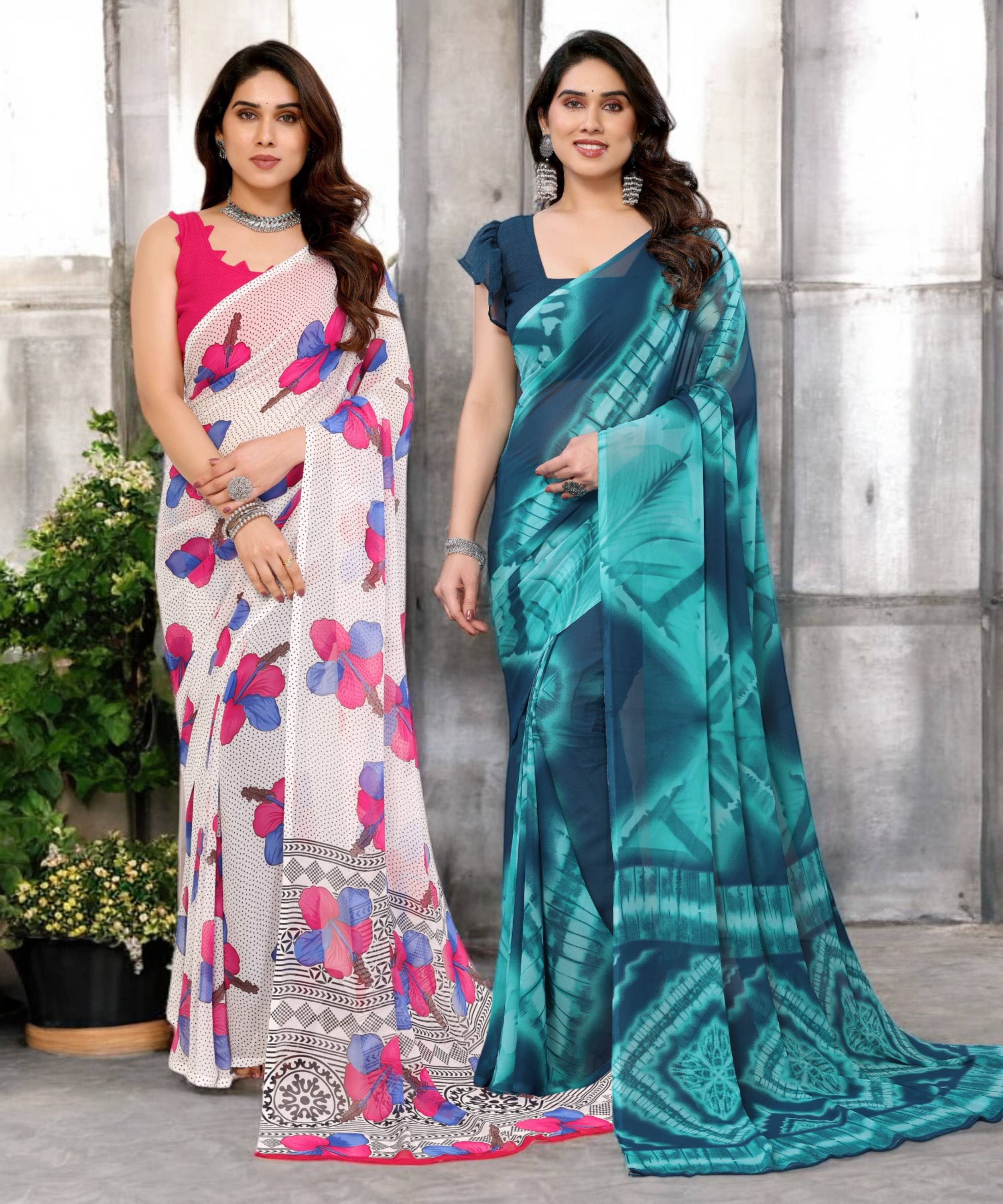     			TTH Georgette Printed Saree Without Blouse Piece ( Multicolor 10 )