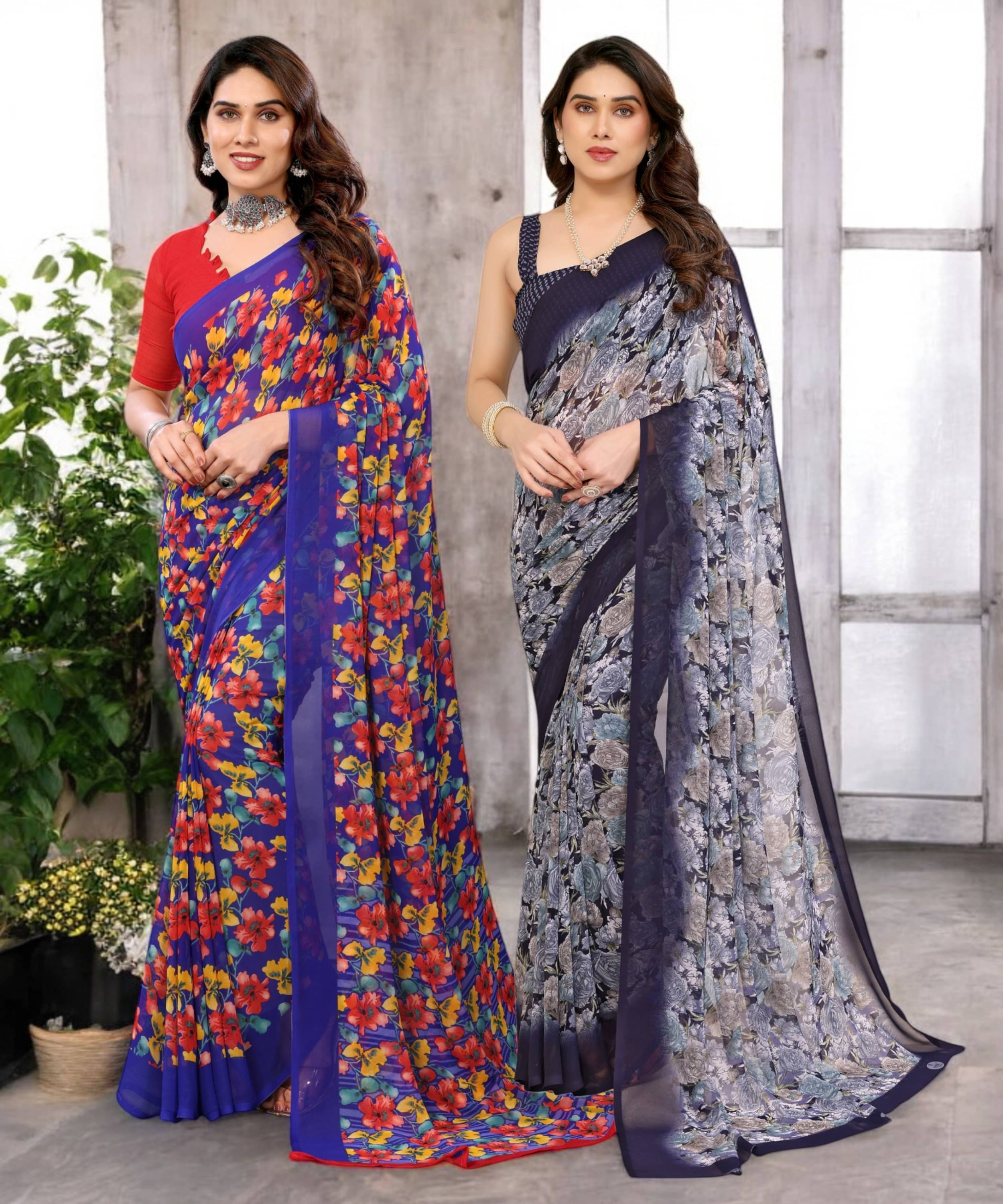 TTH Georgette Printed Saree Without Blouse Piece ( Multicolor 11 ) TTH Georgette Printed Saree Without Blouse Piece ( Multicolor 11 )