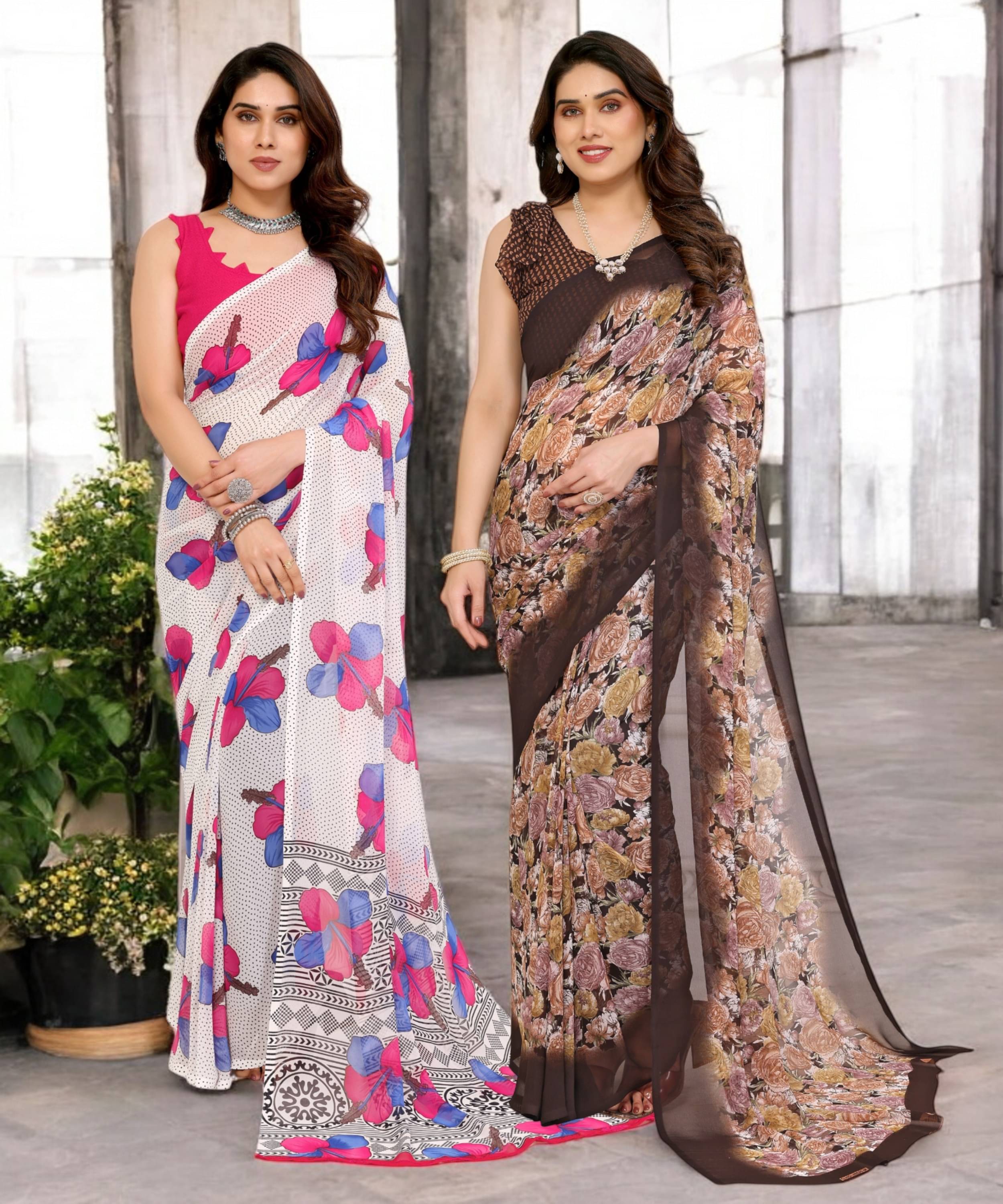 TTH Georgette Printed Saree Without Blouse Piece ( Multicolor 1 ) TTH Georgette Printed Saree Without Blouse Piece ( Multicolor 1 )
