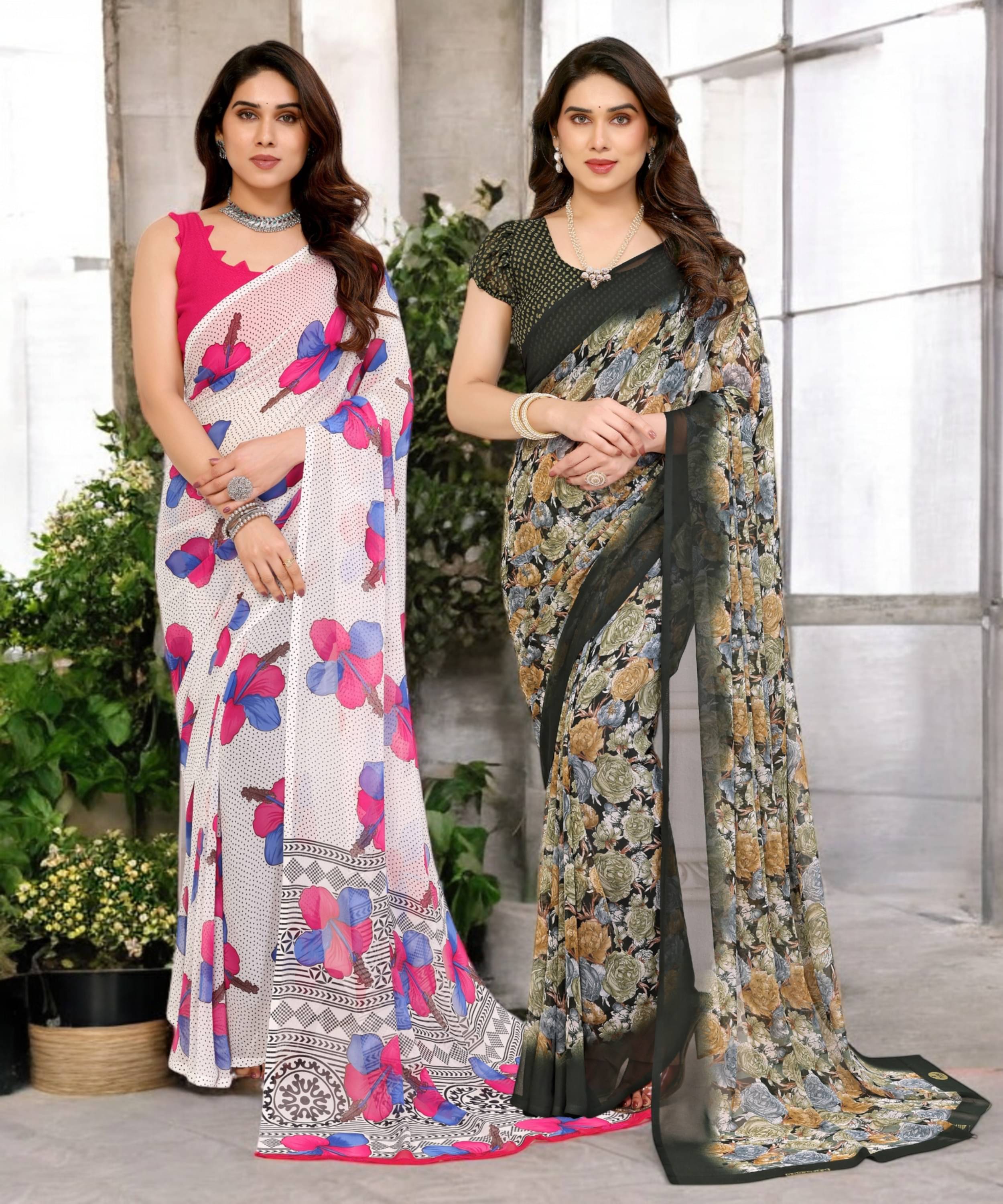 TTH Georgette Printed Saree Without Blouse Piece ( Multicolor 3 ) TTH Georgette Printed Saree Without Blouse Piece ( Multicolor 3 )