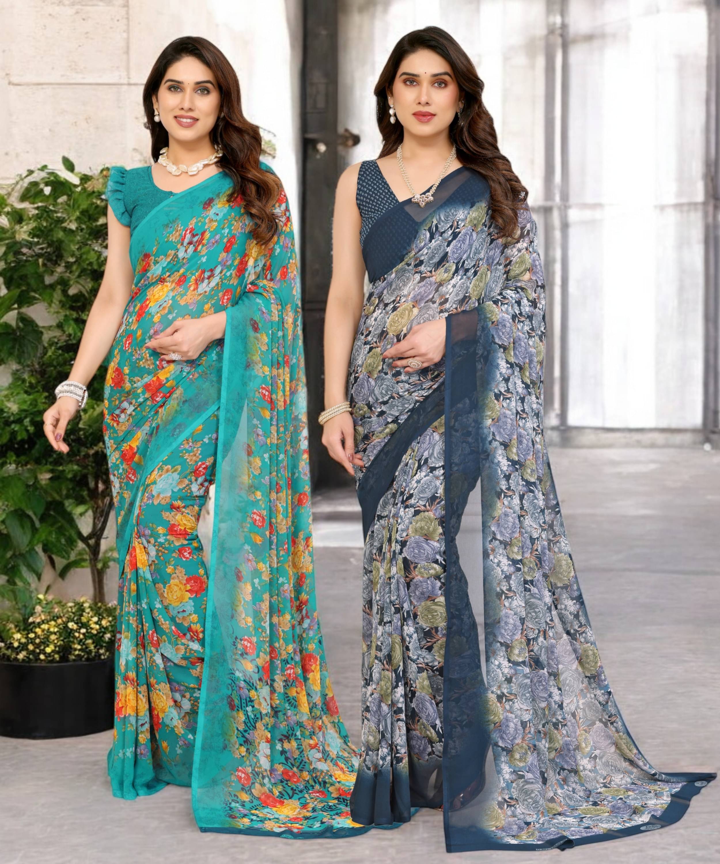 TTH Georgette Printed Saree Without Blouse Piece ( Multicolor 10 ) TTH Georgette Printed Saree Without Blouse Piece ( Multicolor 10 )